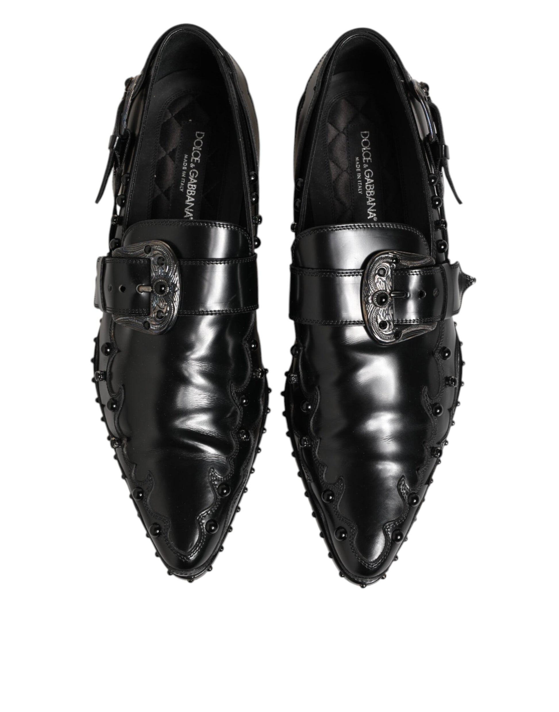 Black Embellished Dress Monk Strap Shoes