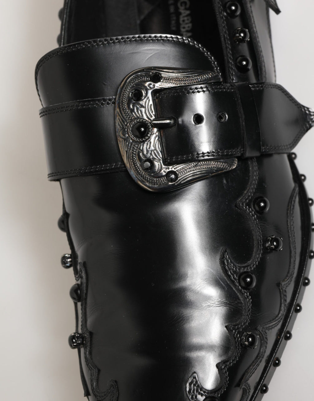 Black Embellished Dress Monk Strap Shoes