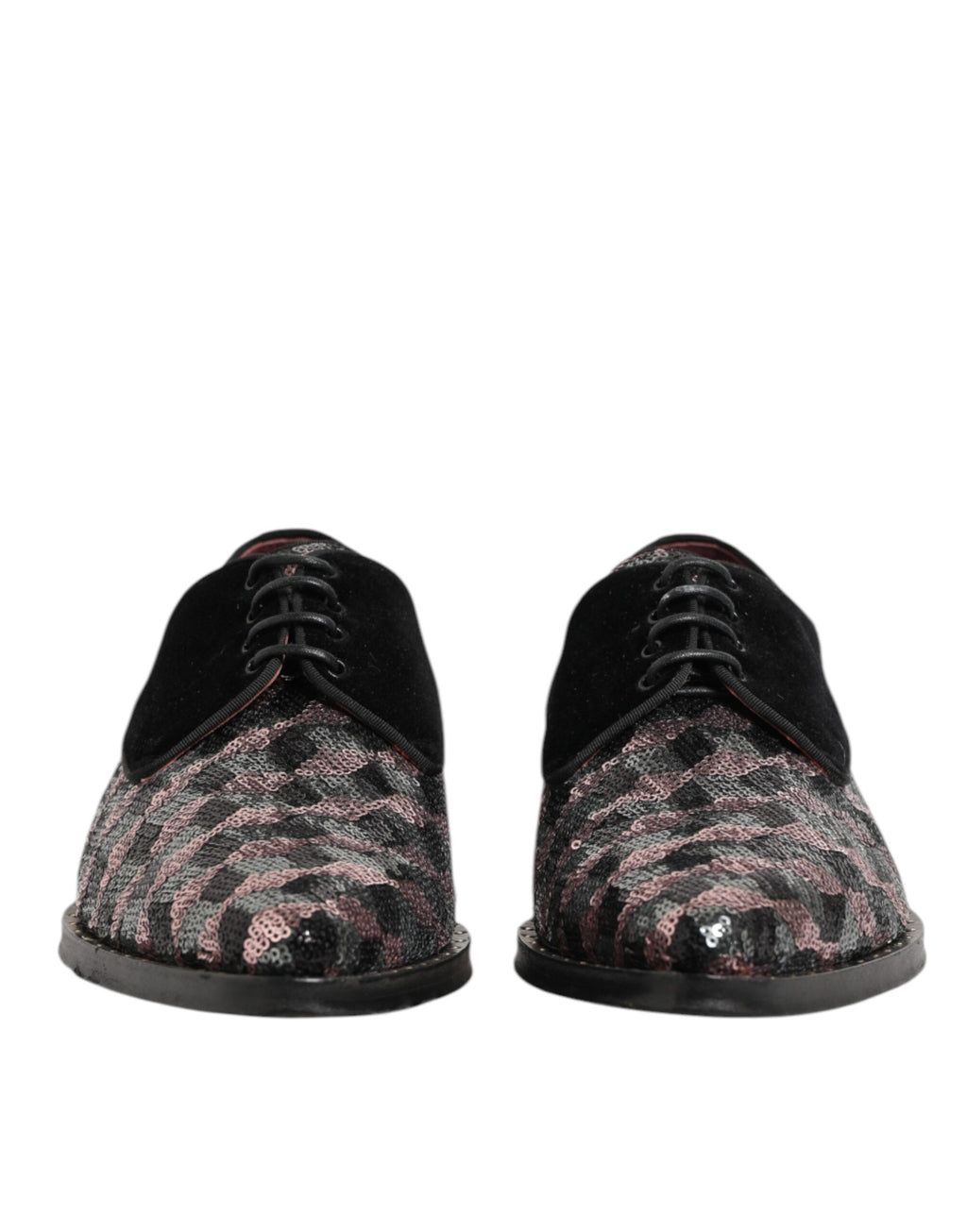 Black Velvet Multicolor Sequin Derby Men Shoes