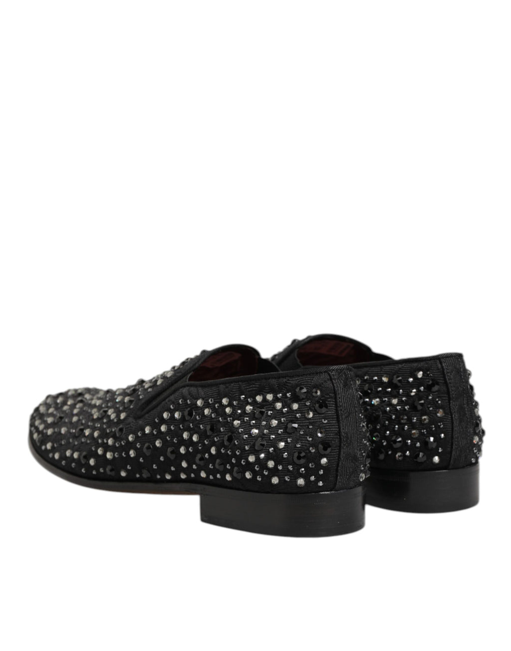 Black Suede Crystal Embellished Loafer Shoes