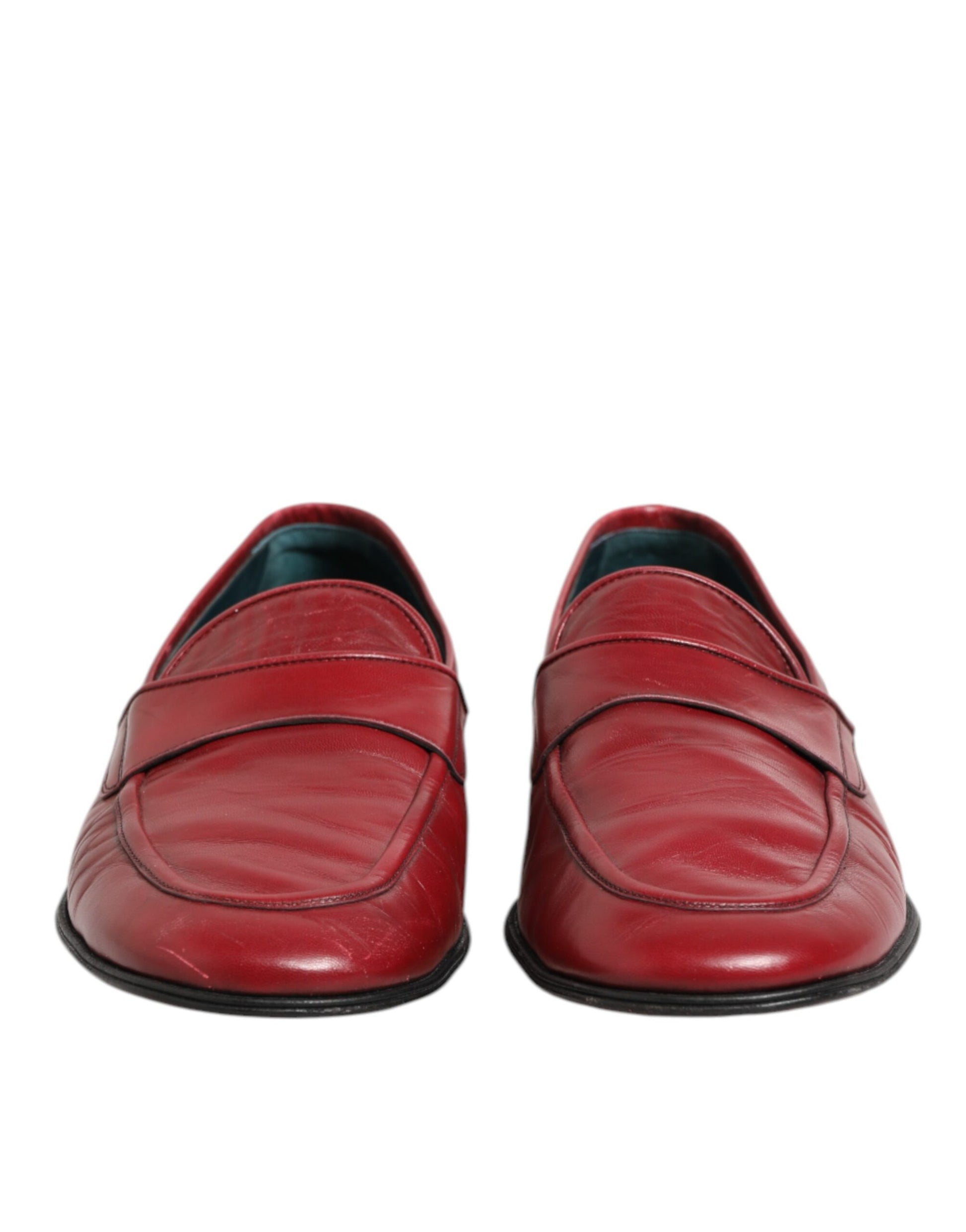 Red Leather Slip On Dress Men Loafers Shoes