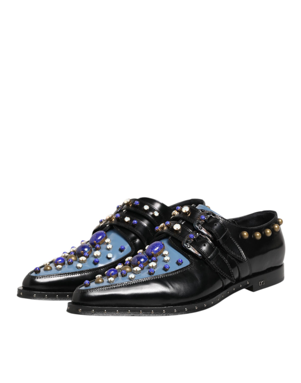 Black Blue Embellished MONKSTRAP Dress Shoes