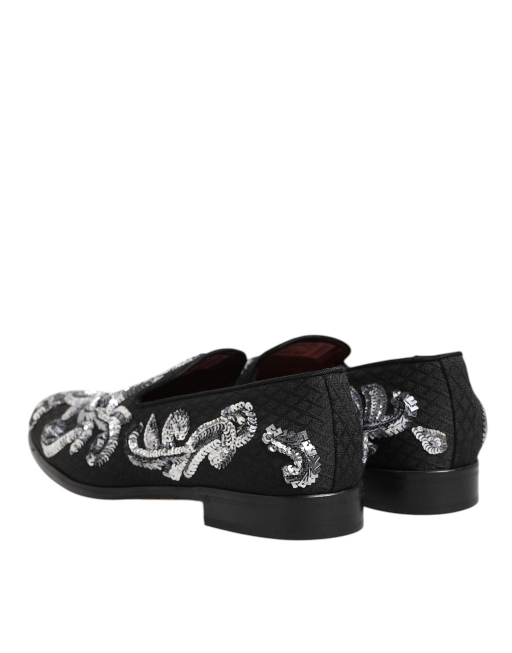 Black Silver Sequined Loafers Men Dress Shoes