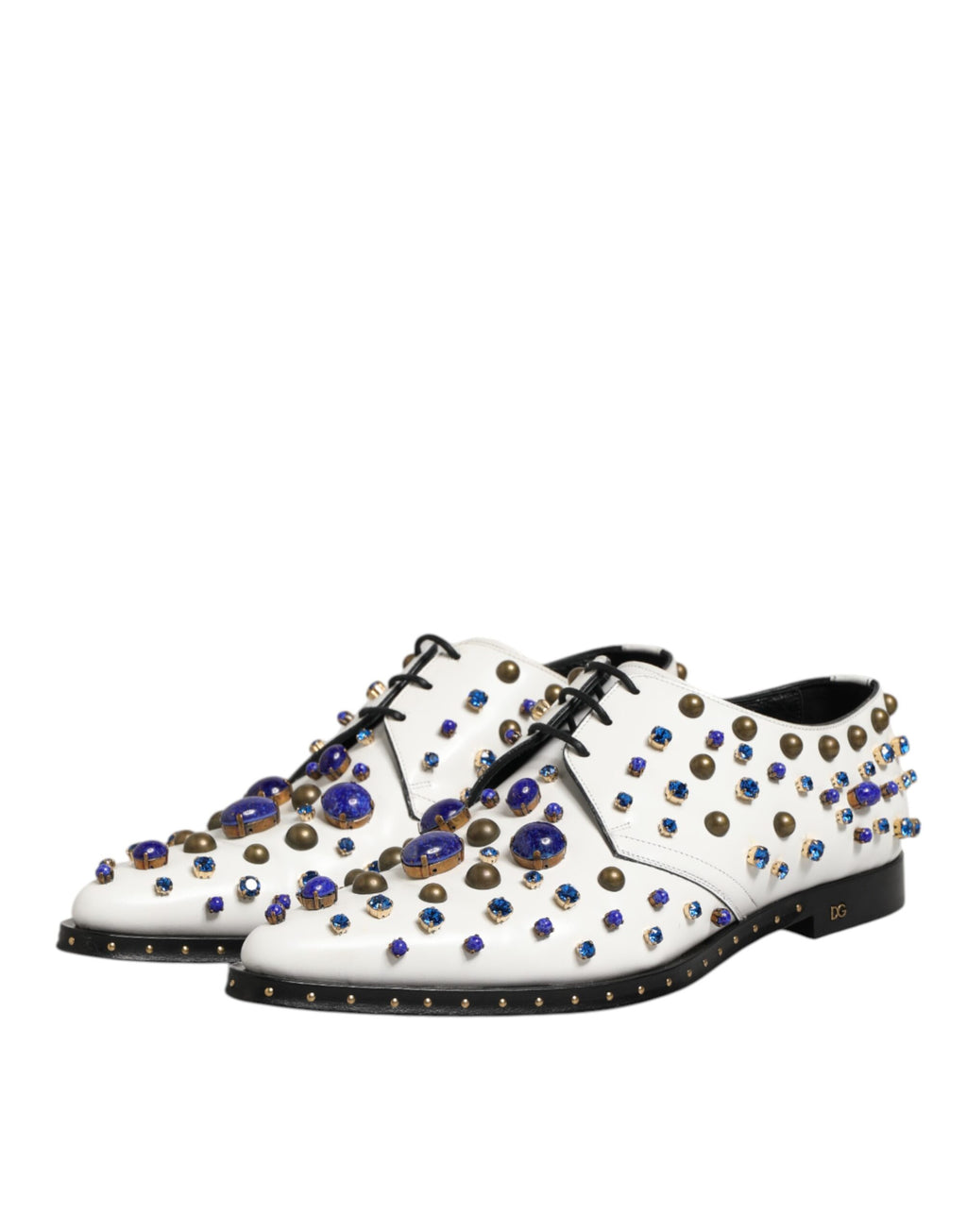 White Leather Crystals Embellished Dress  Shoes