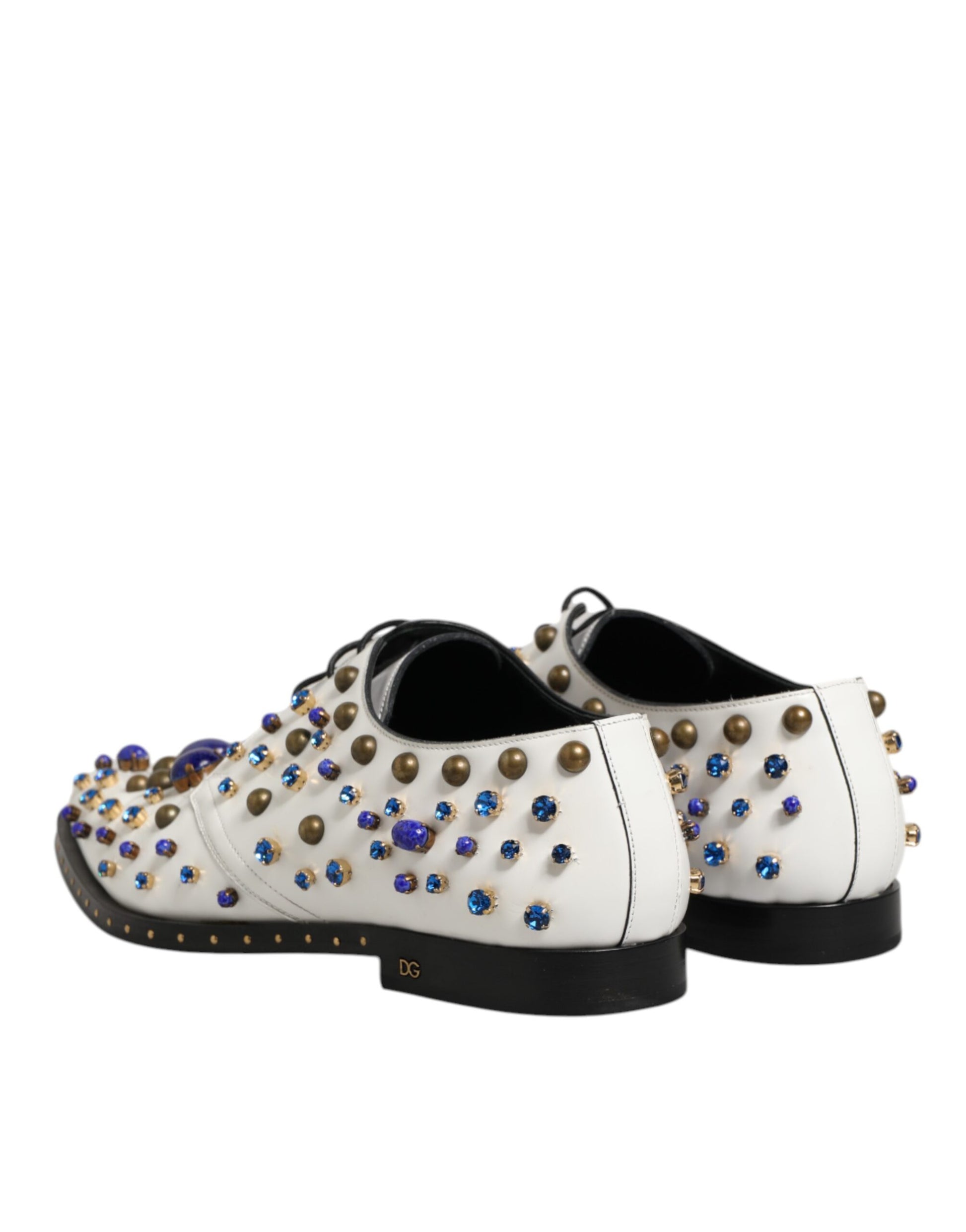 White Leather Crystals Embellished Dress  Shoes