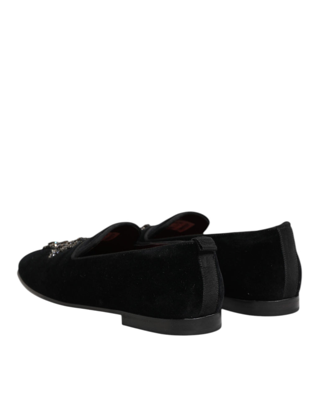 Black Cross Embellished Slip On Loafers Dress Shoes