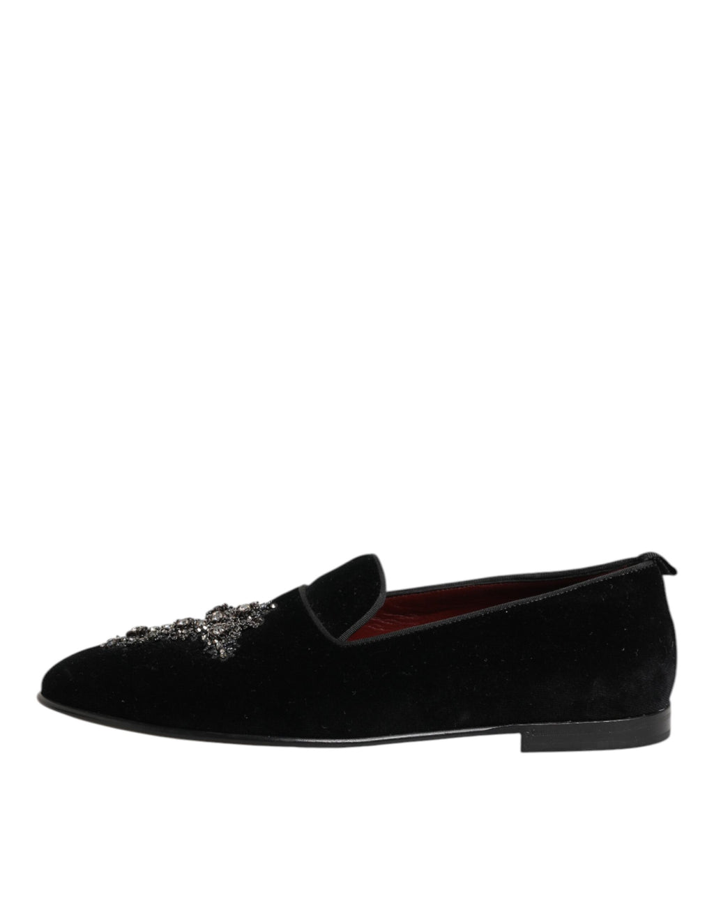 Black Cross Embellished Slip On Loafers Dress Shoes