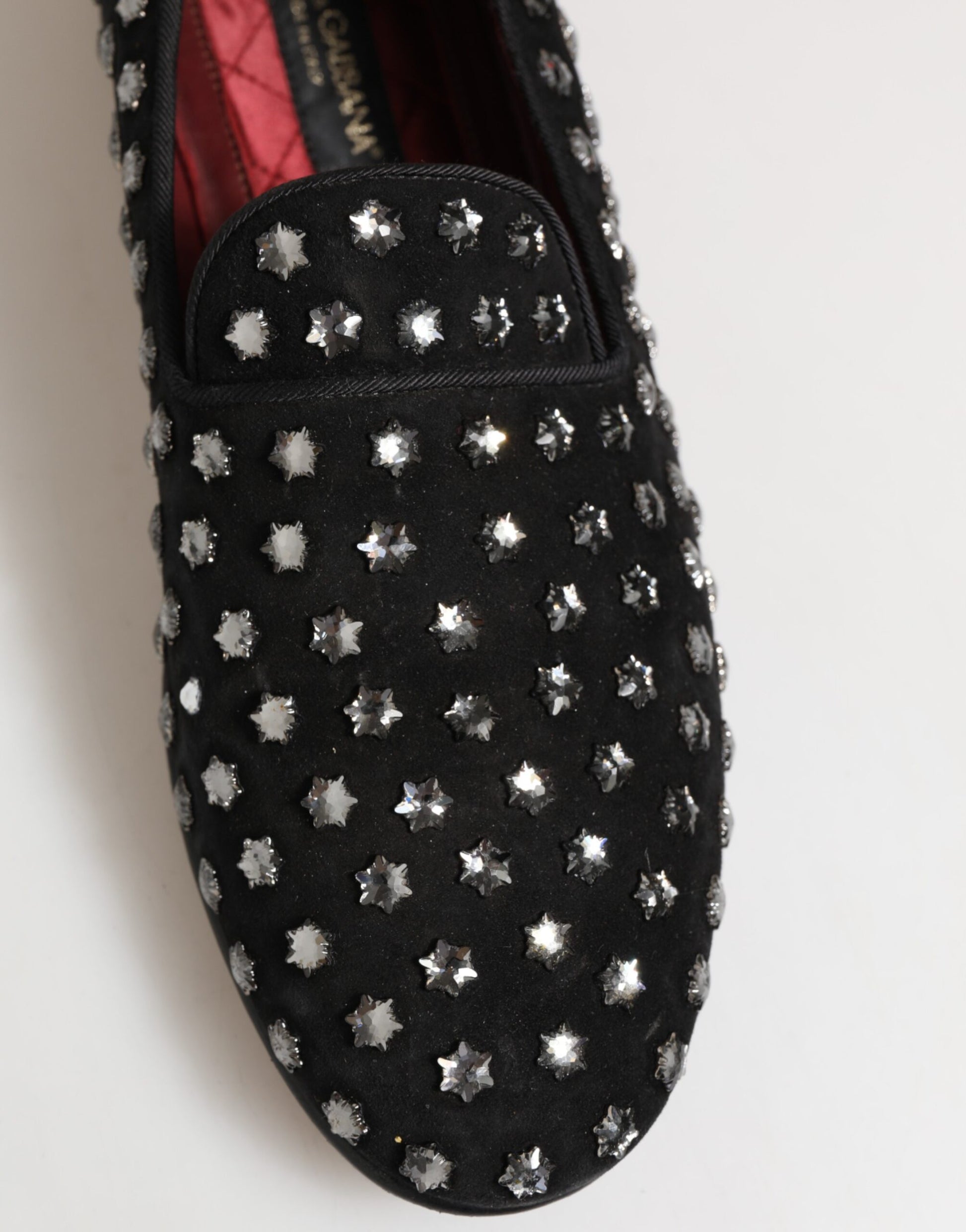 Black Crystal Embellished Loafers Dress Shoes