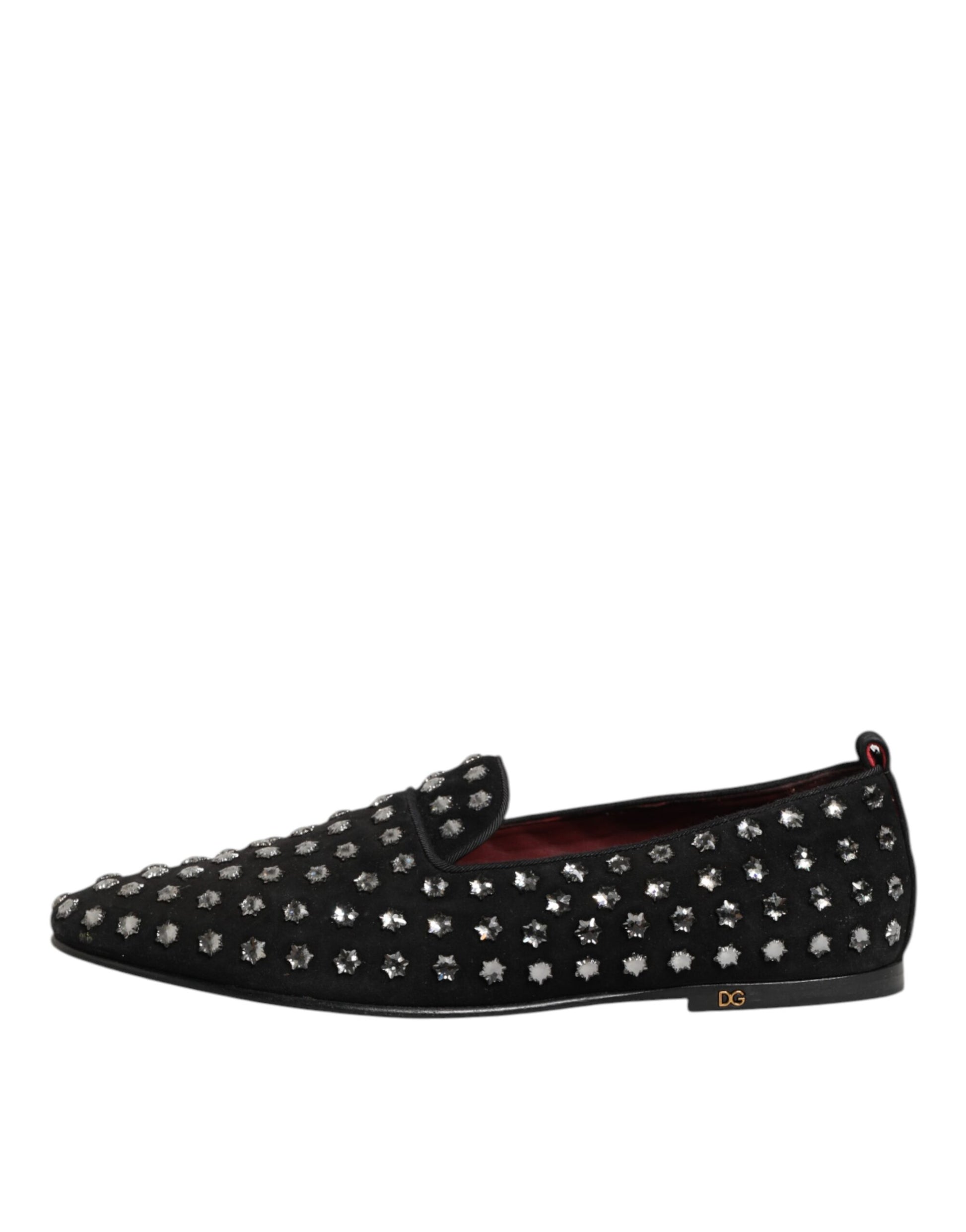 Black Crystal Embellished Loafers Dress Shoes