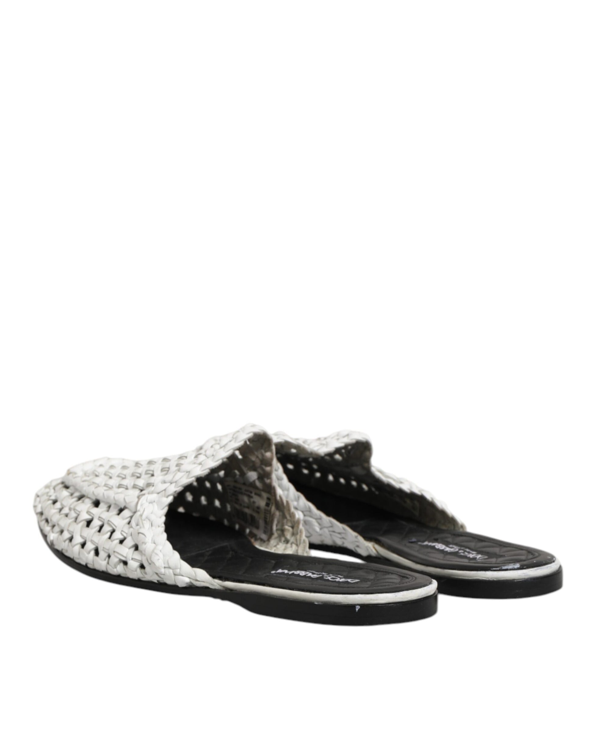 White Woven Slides MULES Men Sandals Shoes