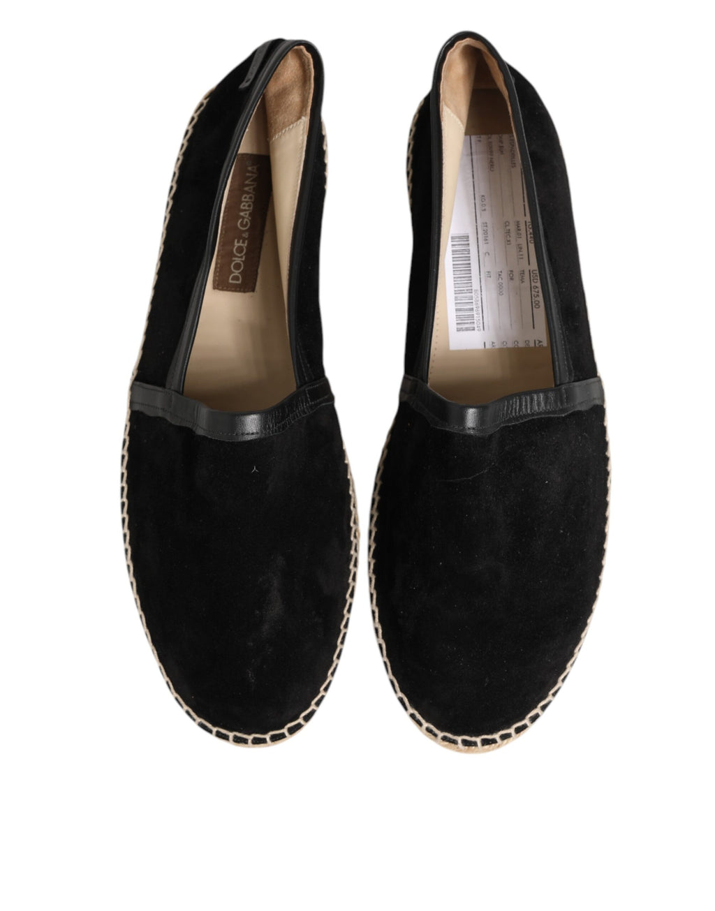 Black Suede Cotton Leather Espadrilles Shoes