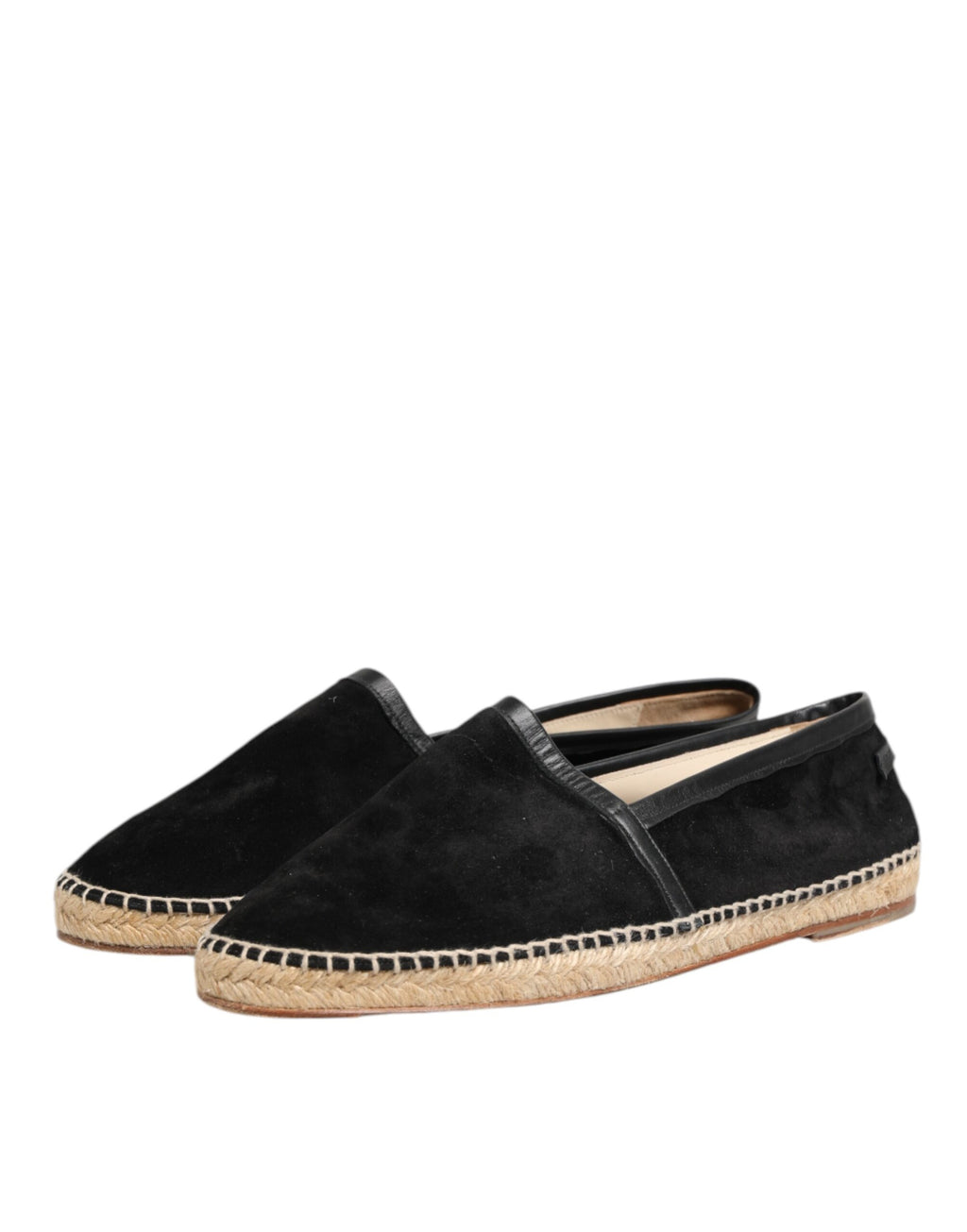 Black Suede Cotton Leather Espadrilles Shoes