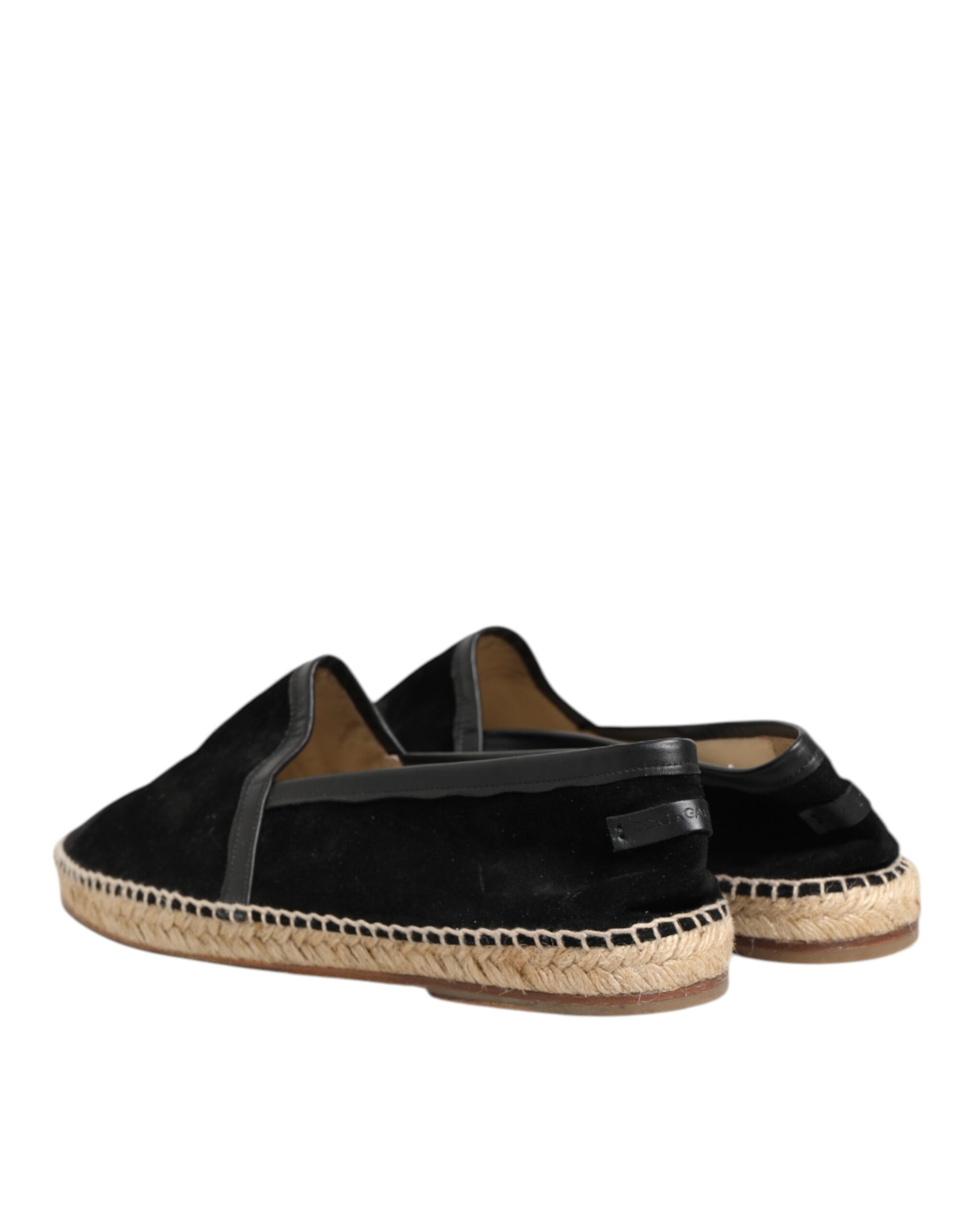 Black Suede Cotton Leather Espadrilles Shoes