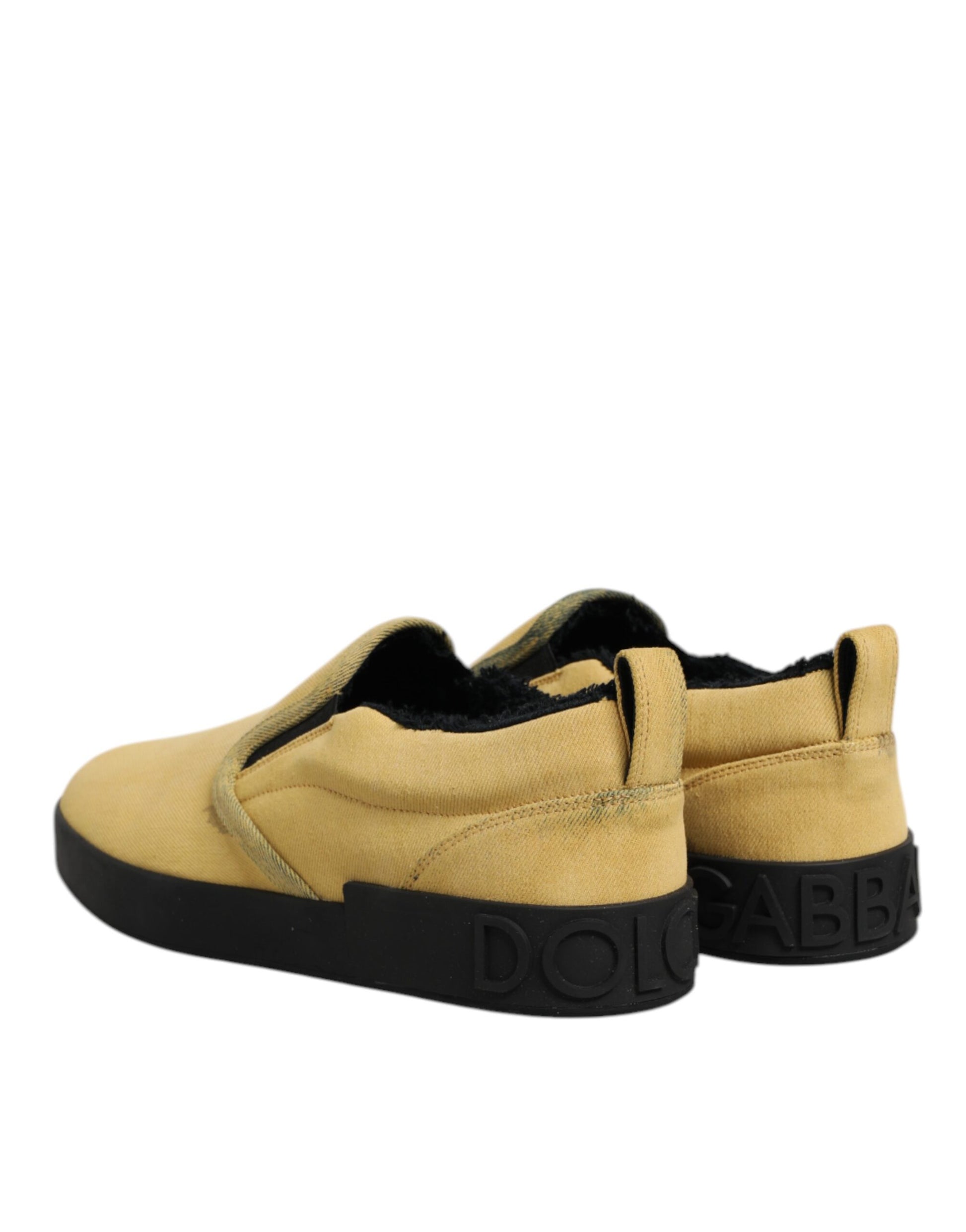 Yellow Cotton Low Top Slip On Sneakers Shoes