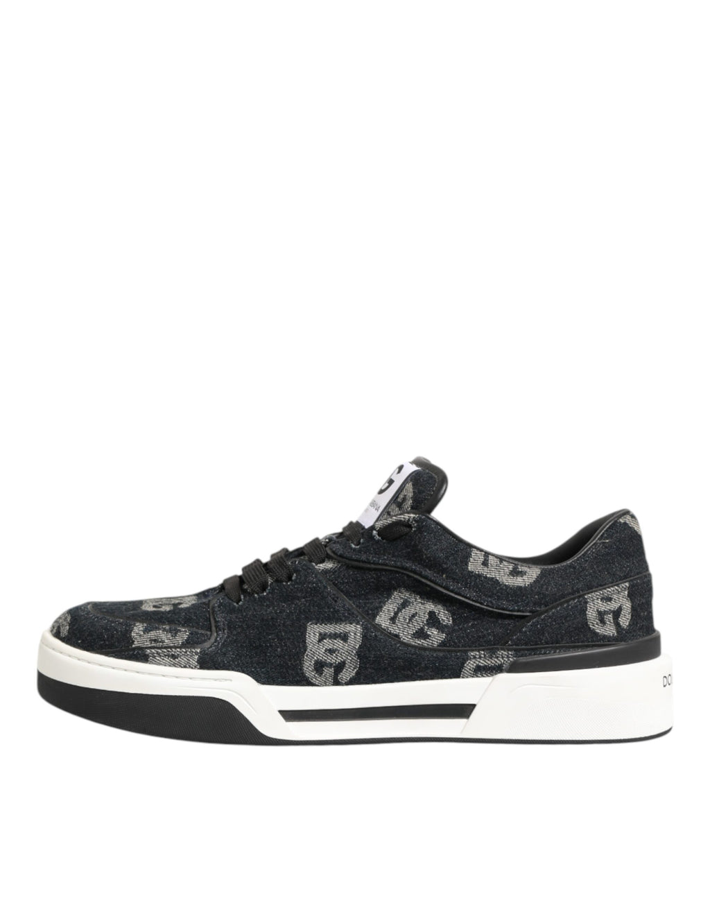 Blue Cotton Denim Logo Low Top Sneakers Shoes