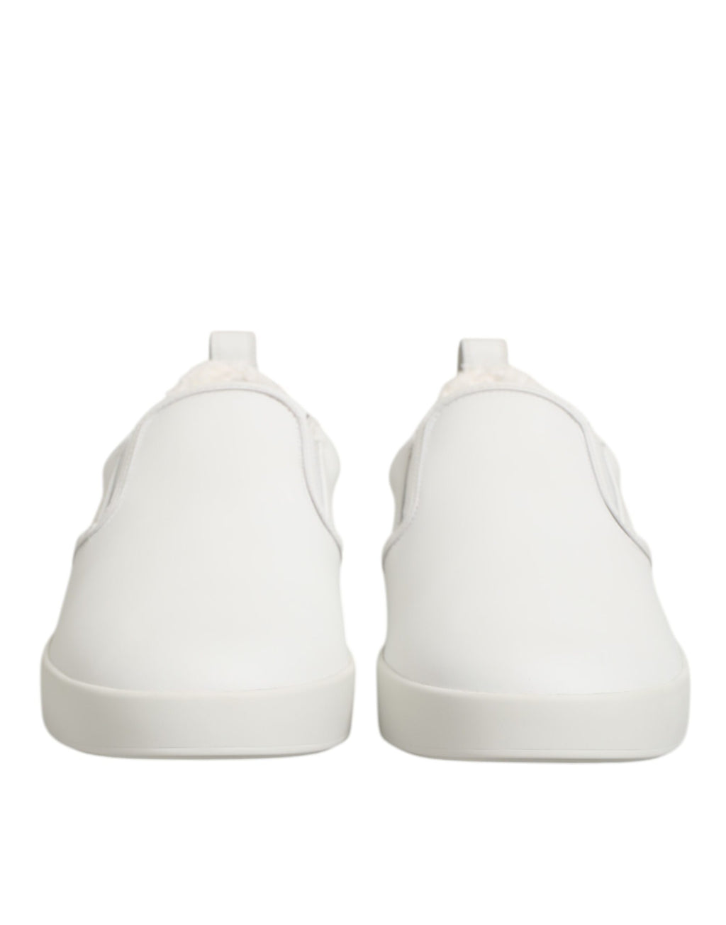 White Leather Low Top Slip On Sneakers Shoes