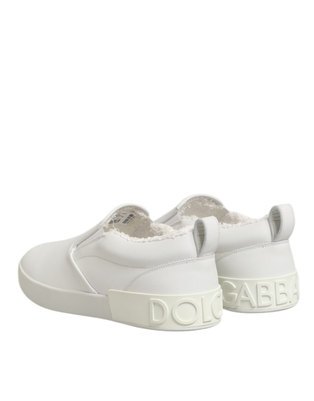 White Leather Low Top Slip On Sneakers Shoes