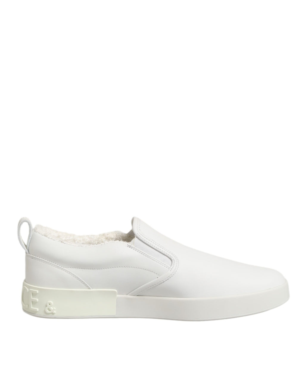 White Leather Low Top Slip On Sneakers Shoes