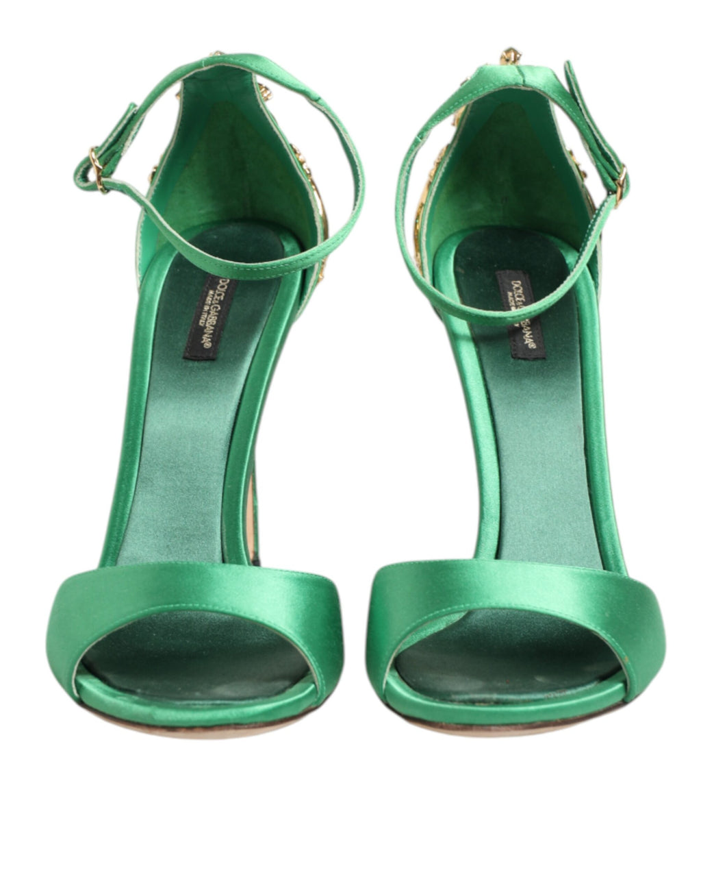 Green Heels Embellishments Sandals Shoes