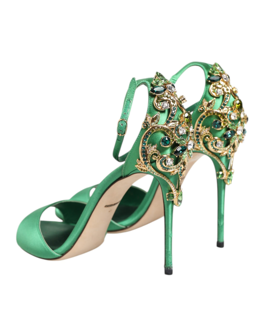 Green Heels Embellishments Sandals Shoes