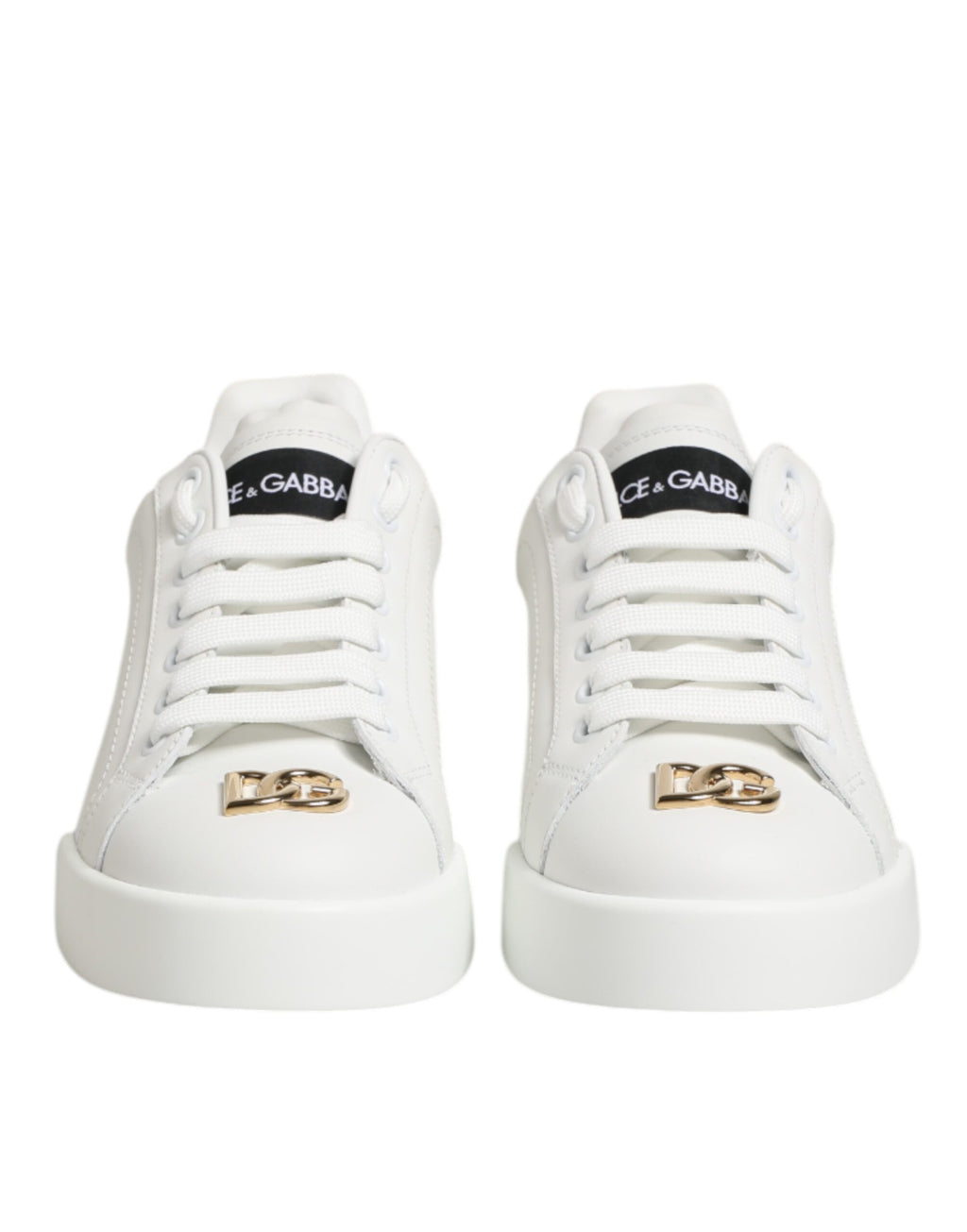 White DG Leather Low Top Sneakers Shoes
