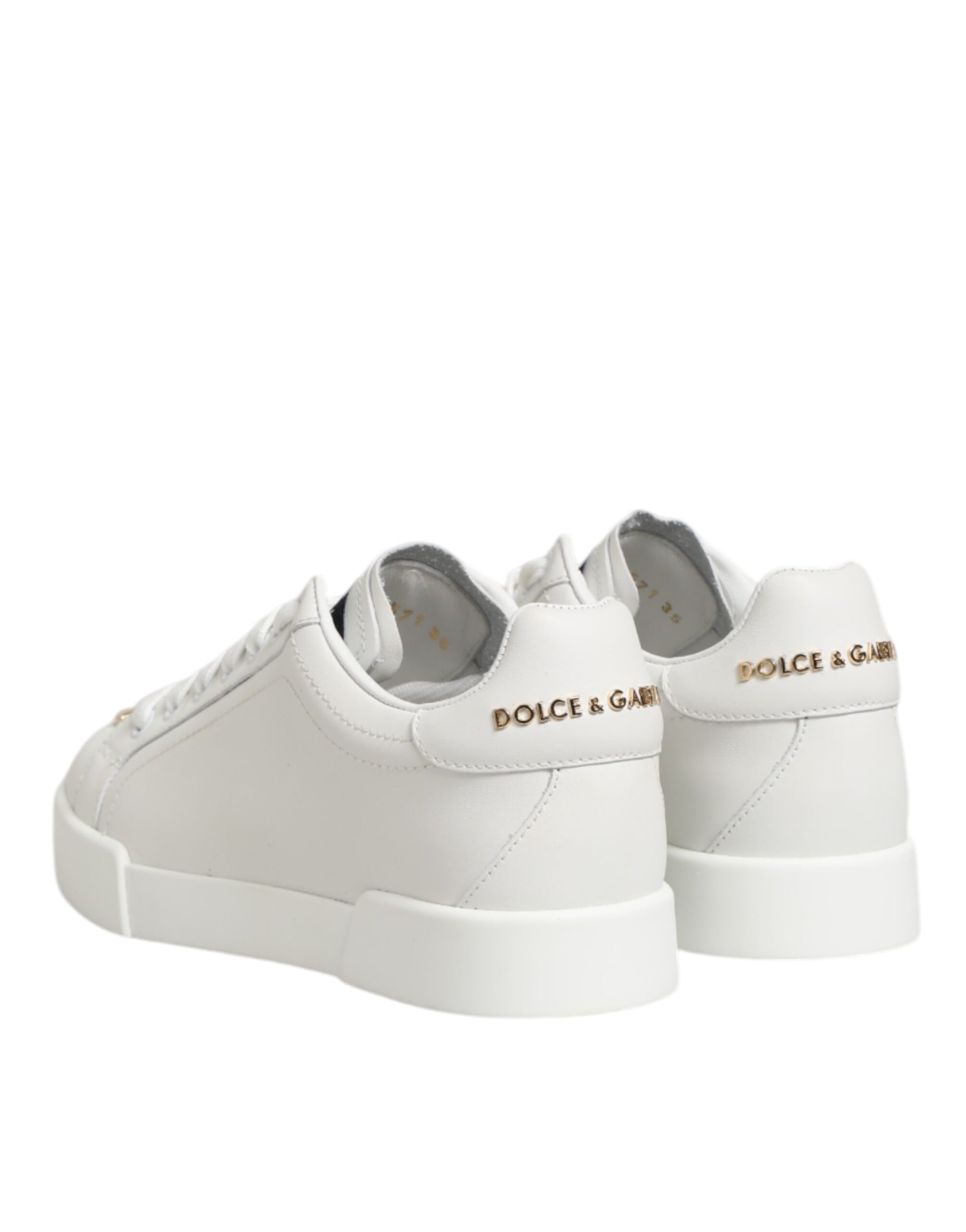 White DG Leather Low Top Sneakers Shoes
