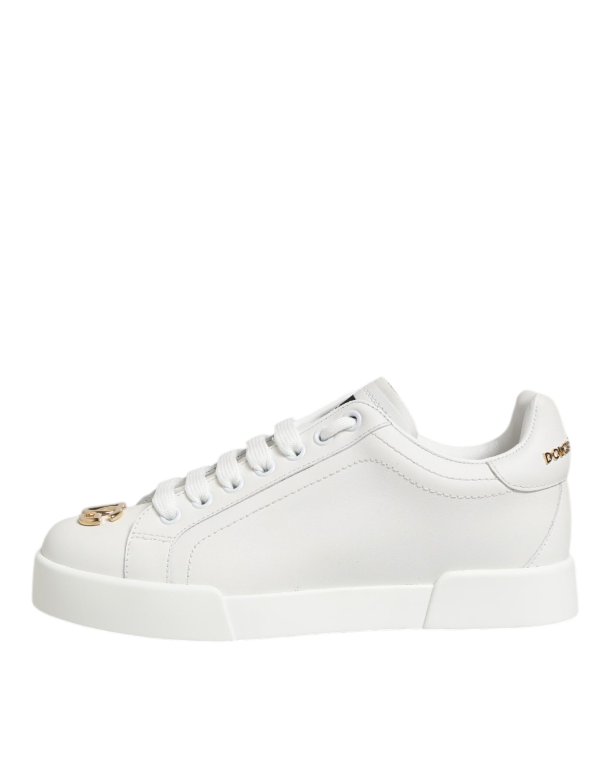 White DG Leather Low Top Sneakers Shoes