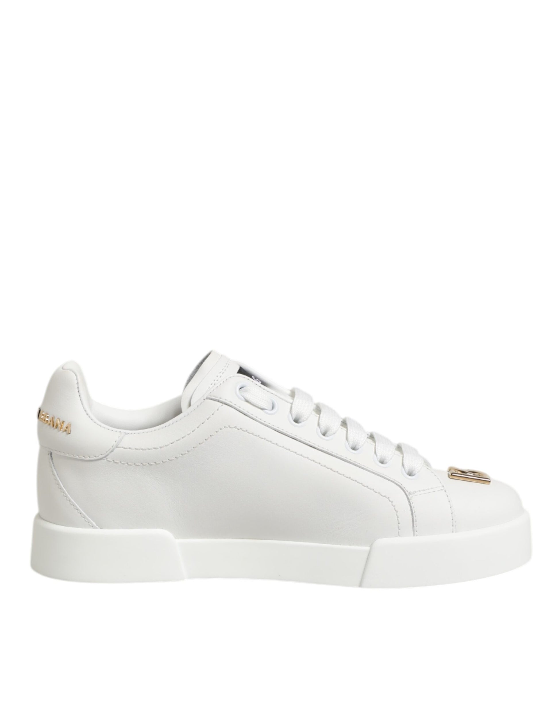 White DG Leather Low Top Sneakers Shoes