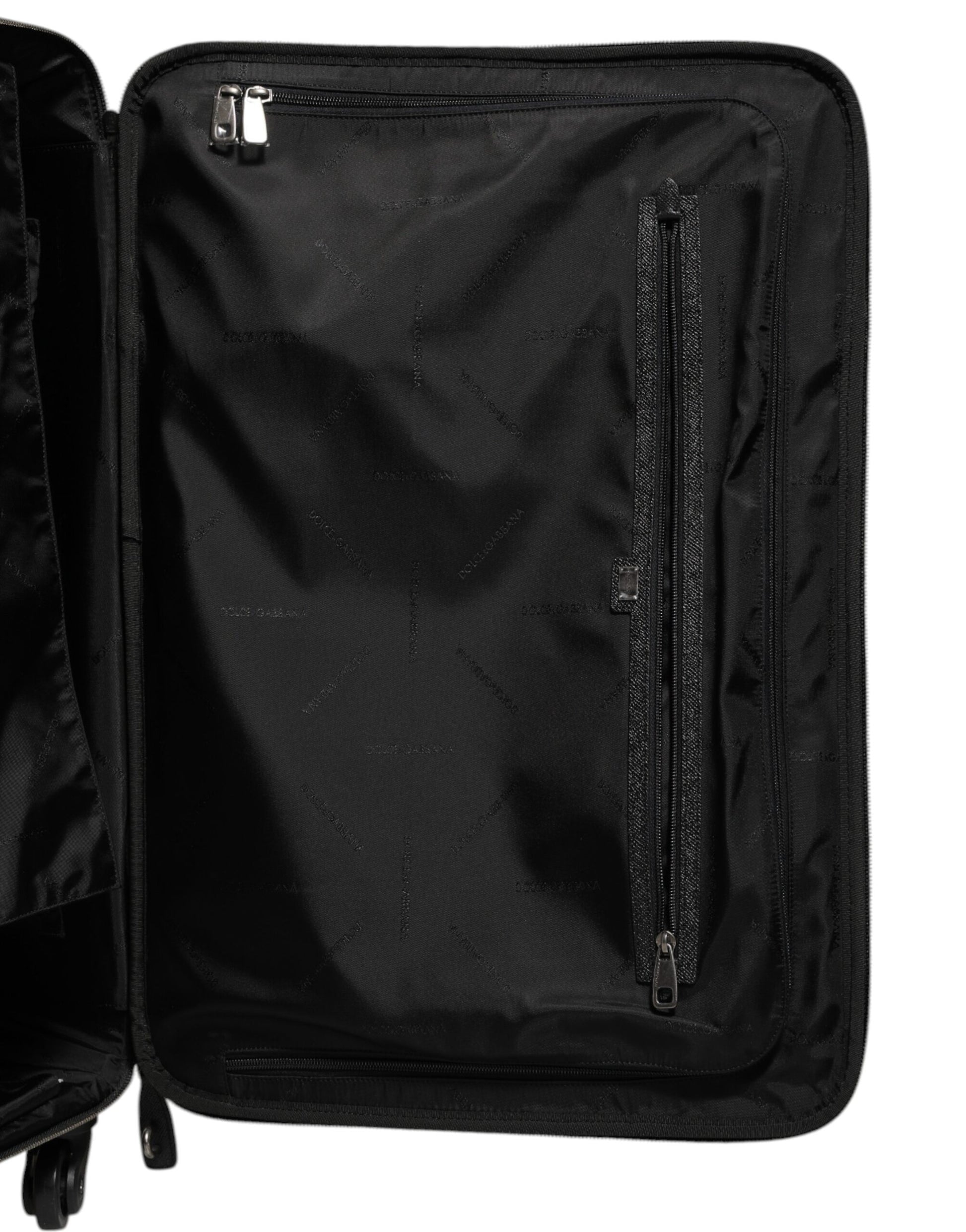 Gray Leather Logo Plaque Trolley Travel Wheel Men Suitcase Bag