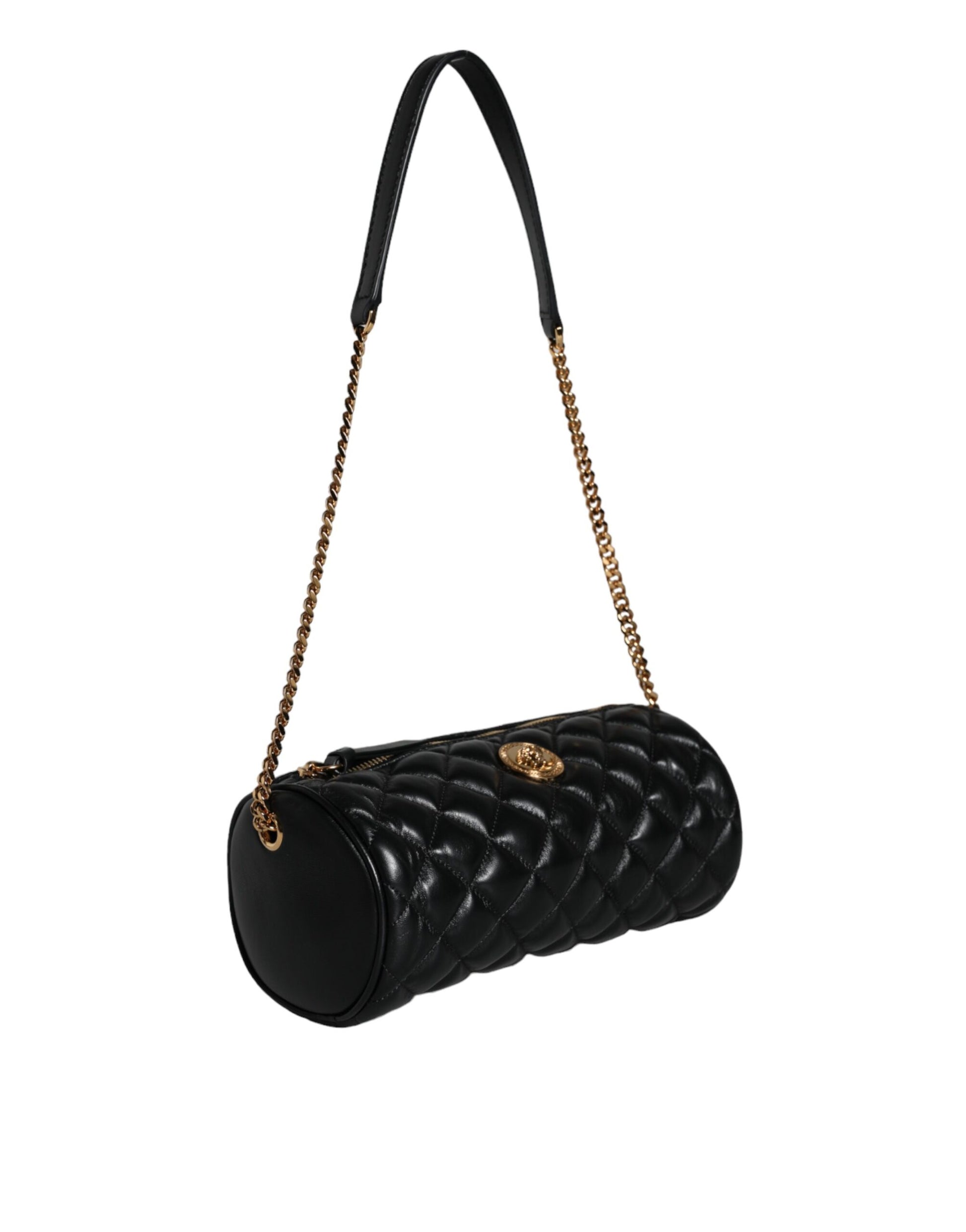 Black Mini Quilted Lambskin Leather Crossbody Sling Borse Bag