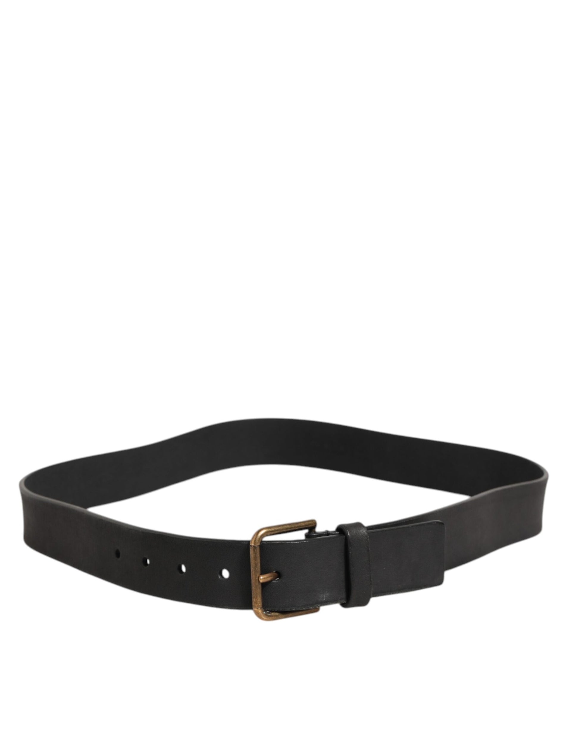 Black Leather Metal Buckle Classic Men Belt