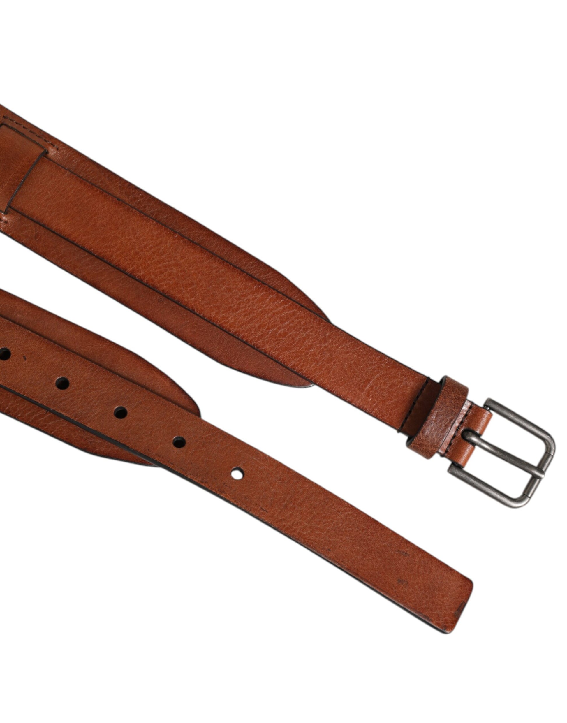 Brown Classic Gold Metal Logo Buckle Men  Belt