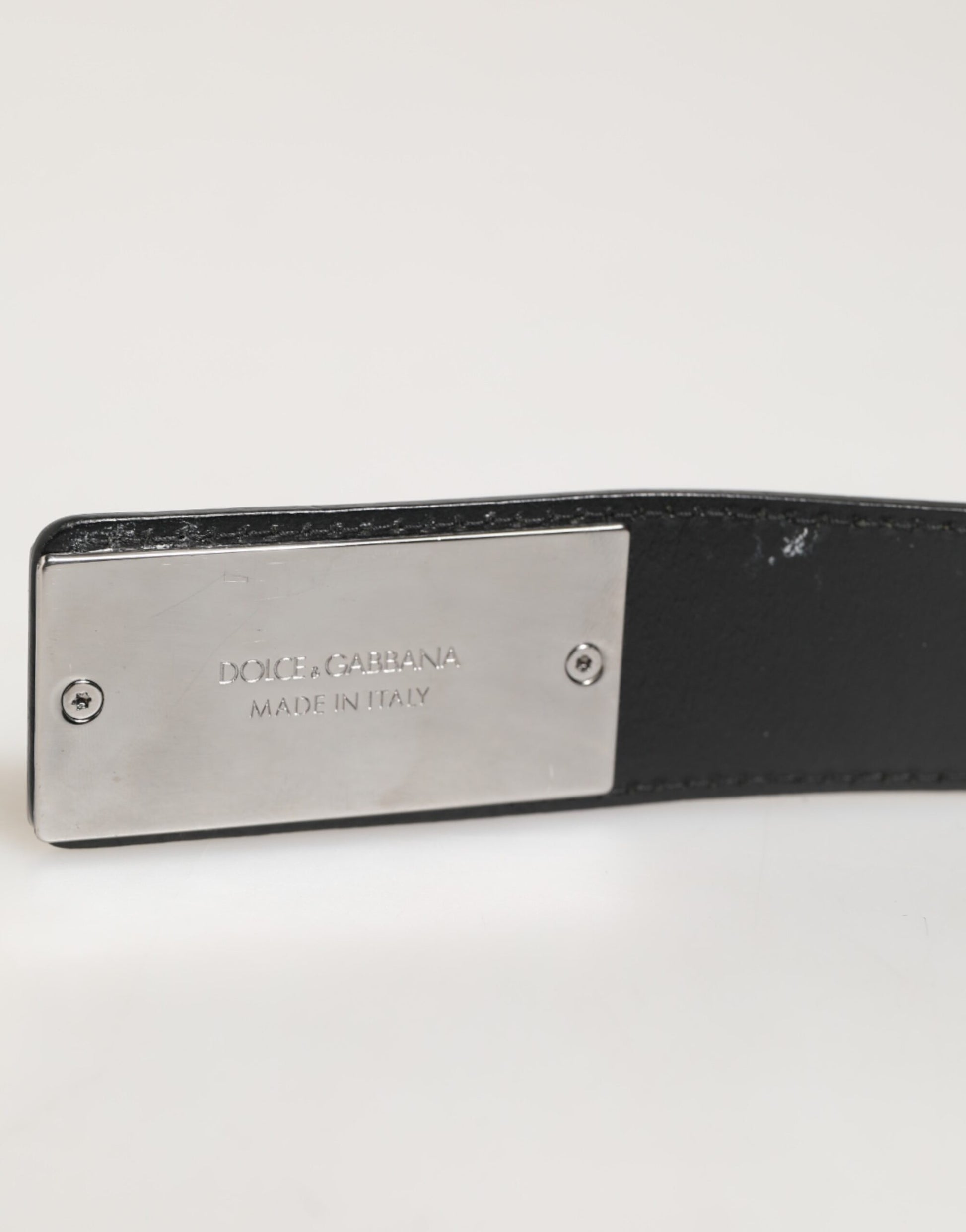 Black Leather Classic Metal Logo Buckle Belt