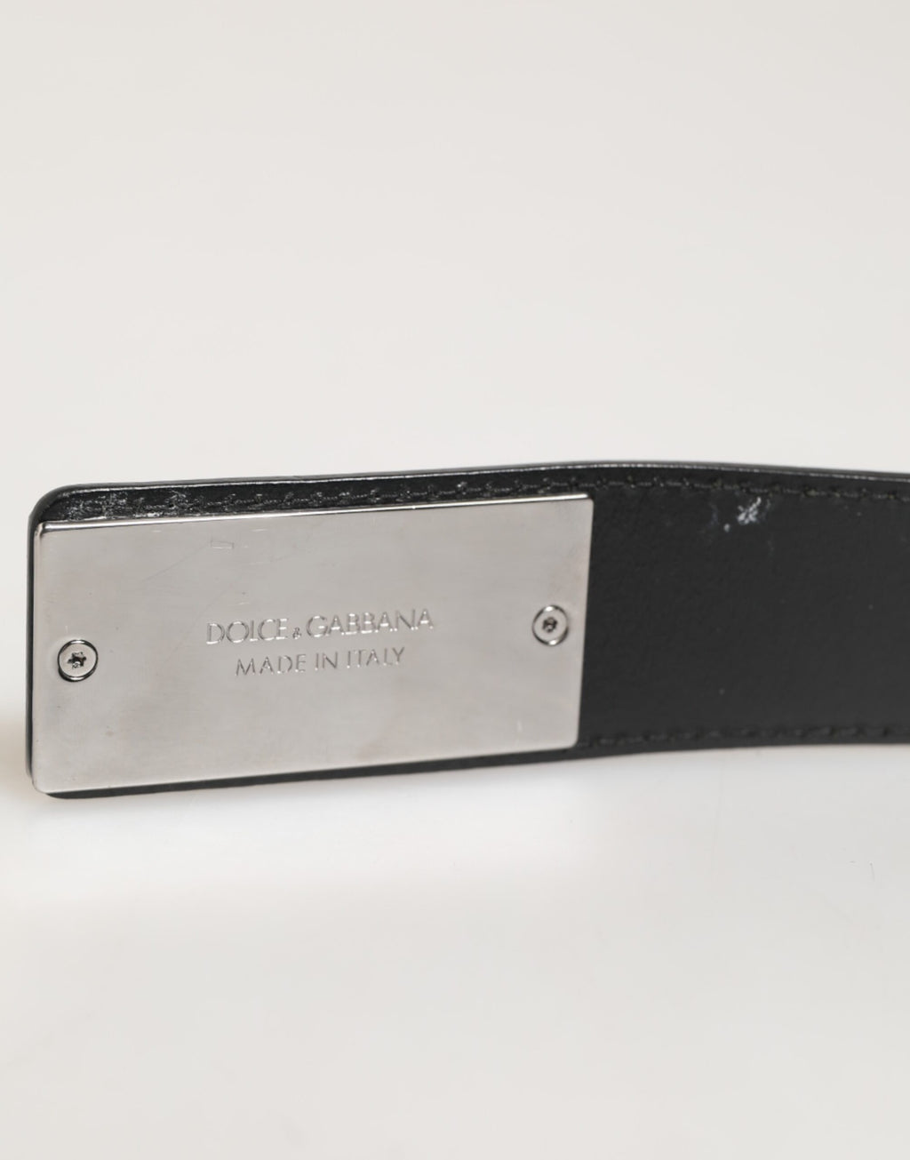 Black Leather Classic Metal Logo Buckle Belt