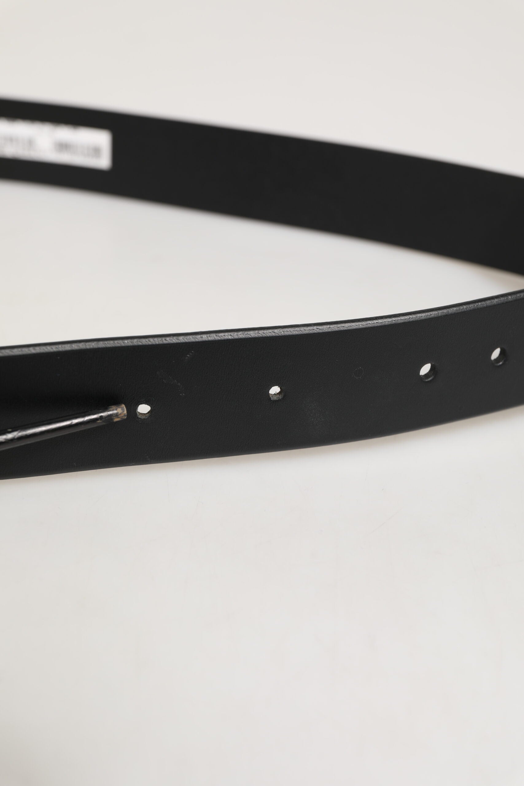 Black Leather Classic Metal Logo Buckle Belt