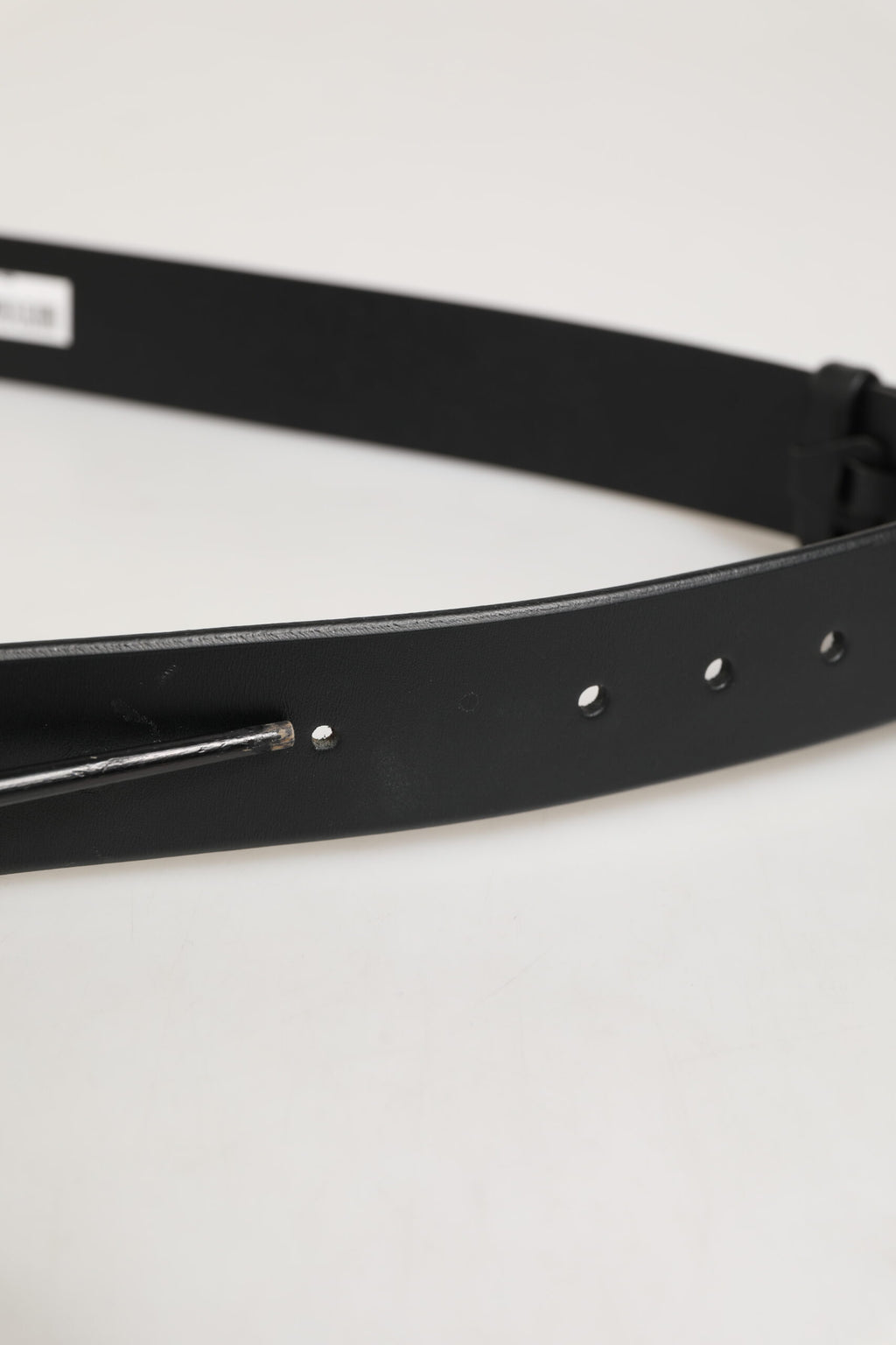 Black Leather Classic Metal Logo Buckle Belt