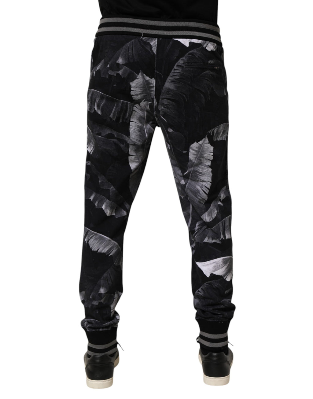 Black Banana Leaf Cotton Jogger Trouser Pants