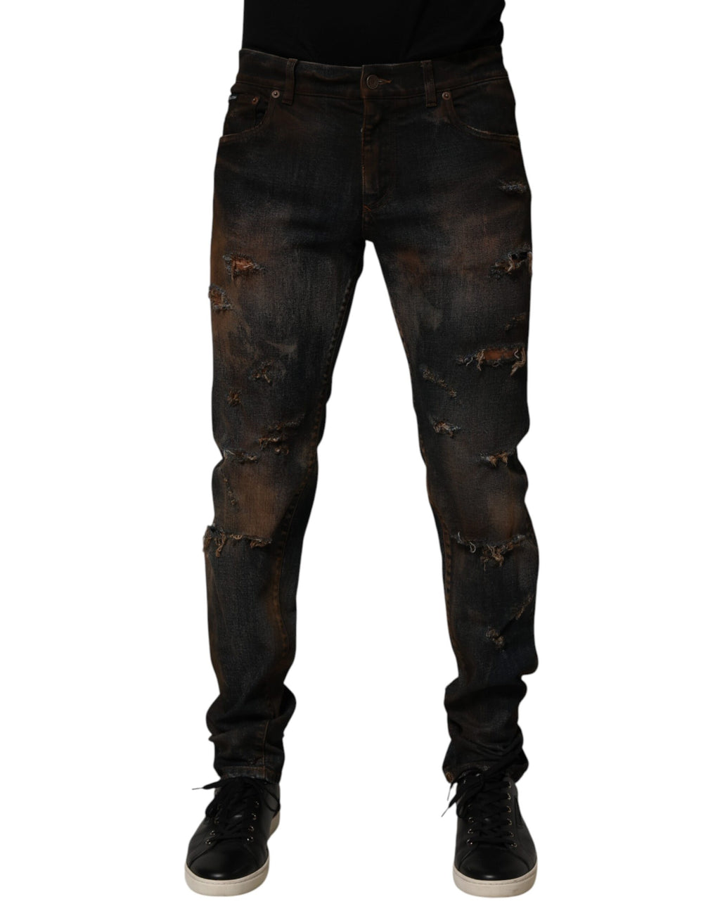 Black Cotton Skinny Tattered Men Denim Jeans