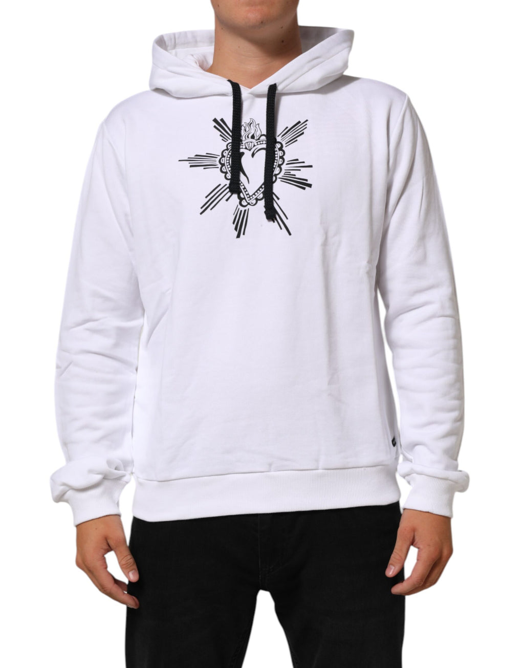 White Sacred Heart Hooded Sweatshirt Sweater