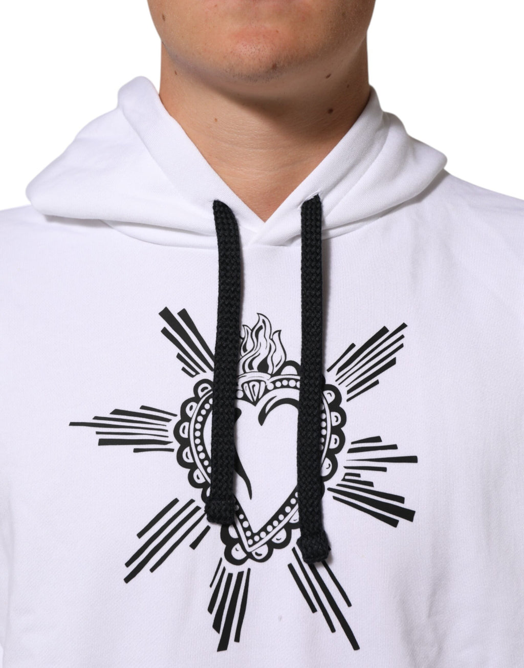 White Sacred Heart Hooded Sweatshirt Sweater