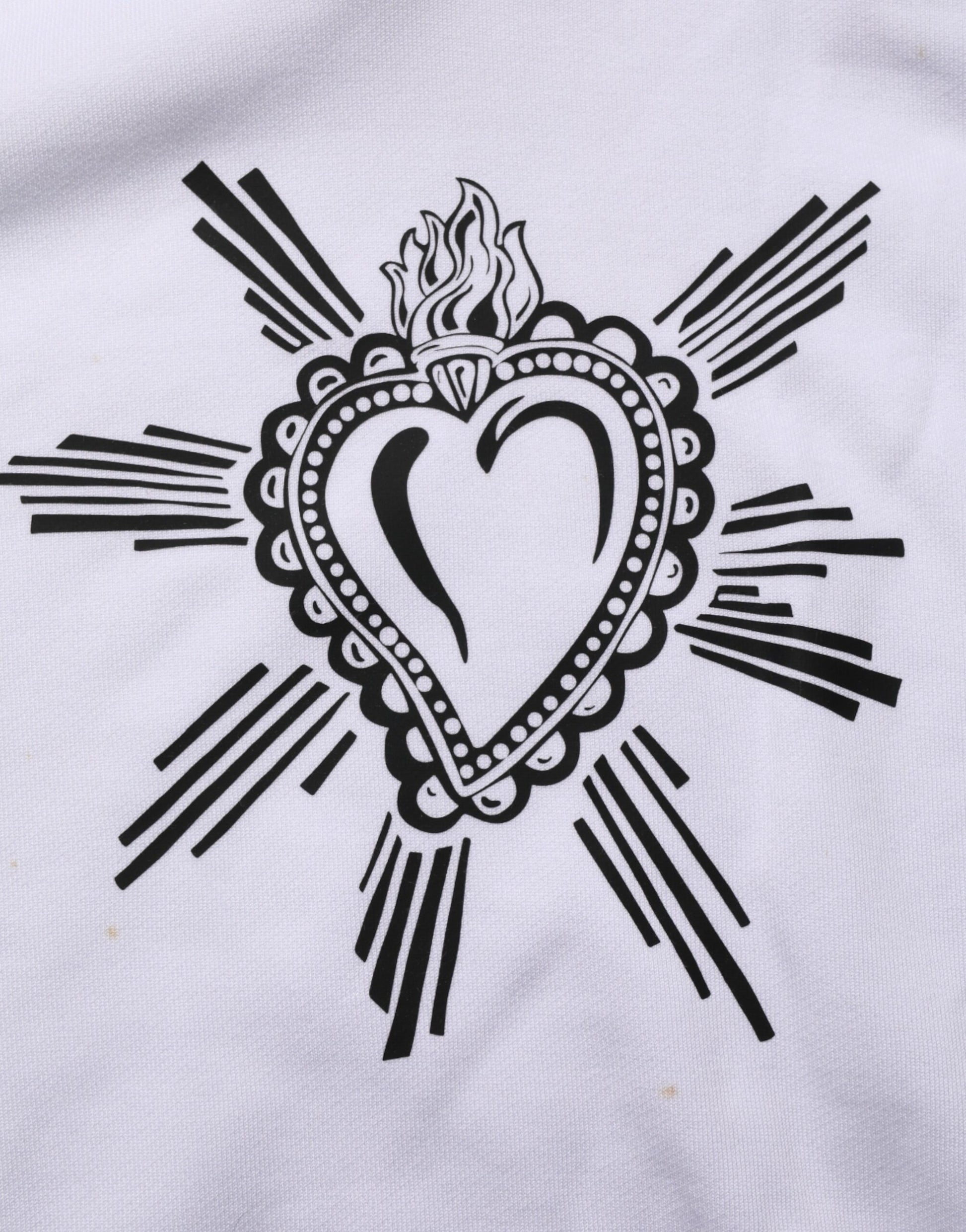 White Sacred Heart Hooded Sweatshirt Sweater