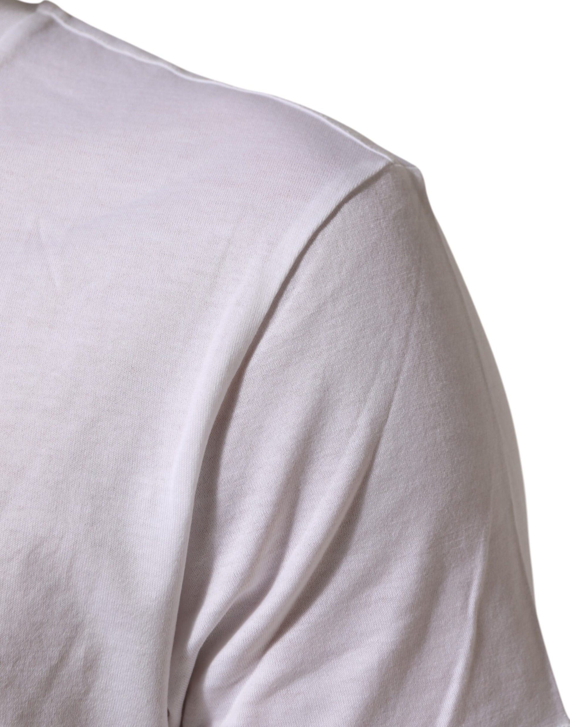 White Logo Print Cotton Crew Neck T-shirt