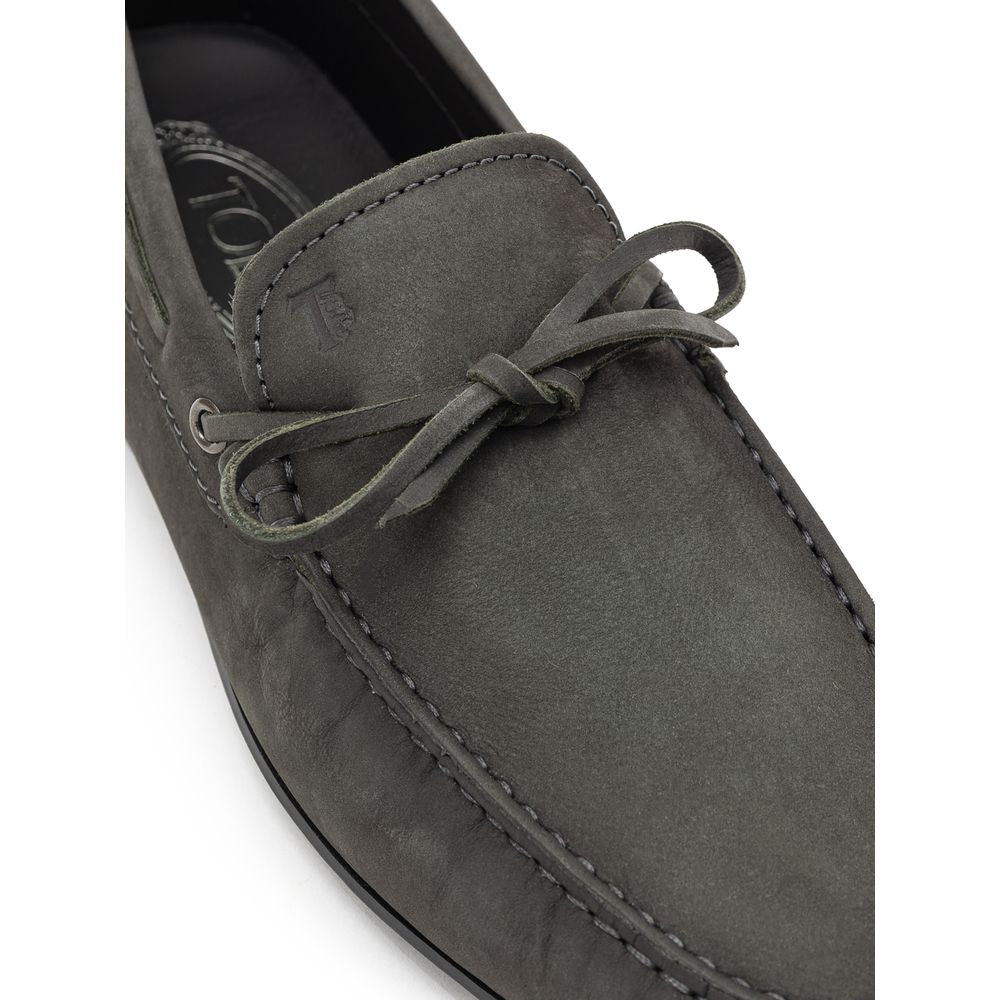 Gray Nubuc Leather Moccassin