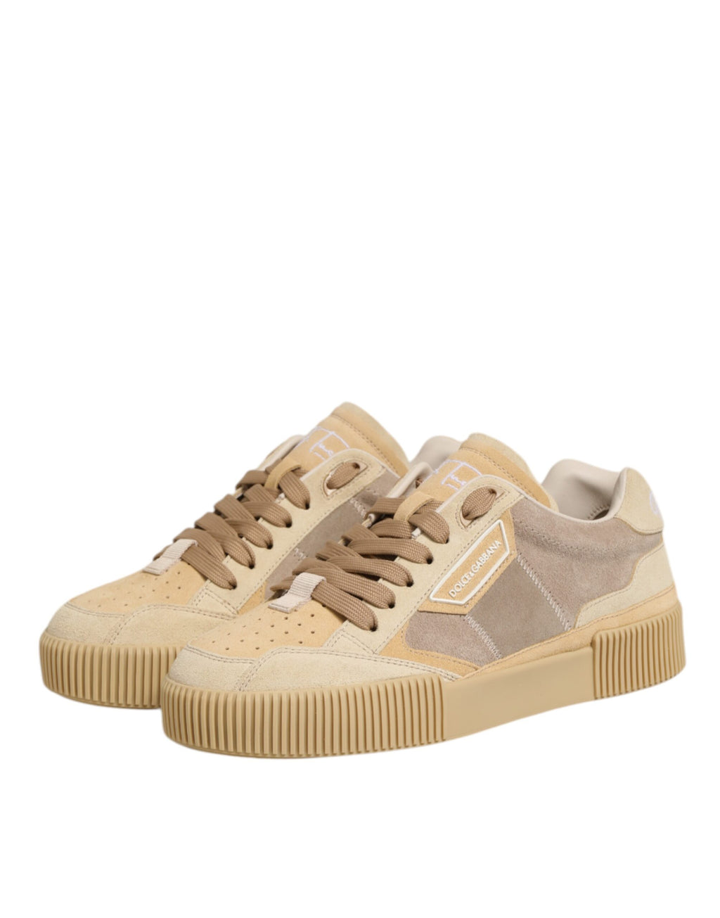 Beige Leather Miami Low Top Sneakers Men Shoes
