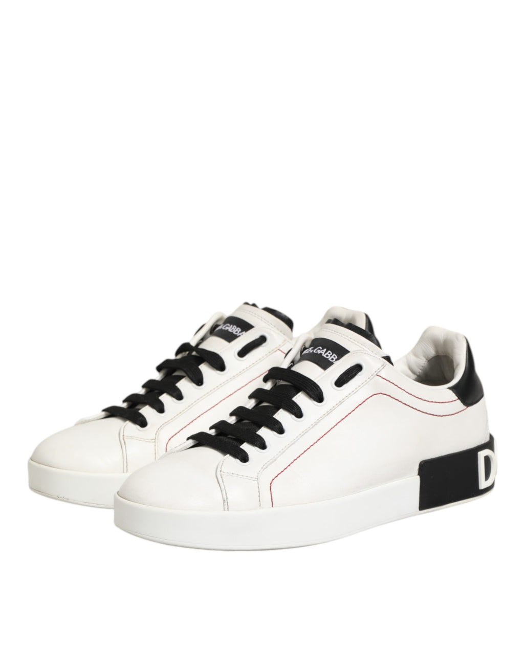 White Black Leather Low Top Sneaker Shoes