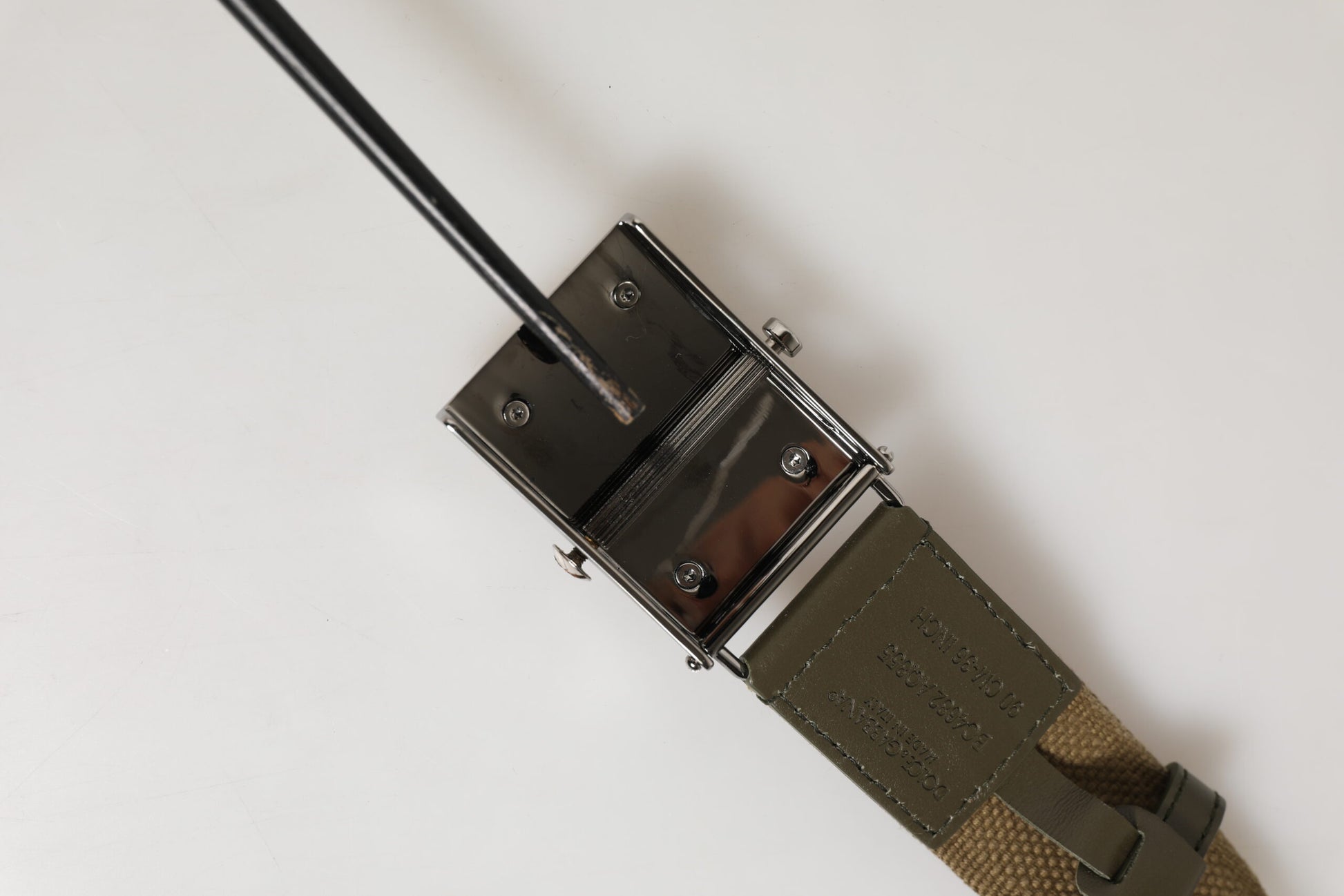 Military Green Nylon Logo Metal Buckle Belt