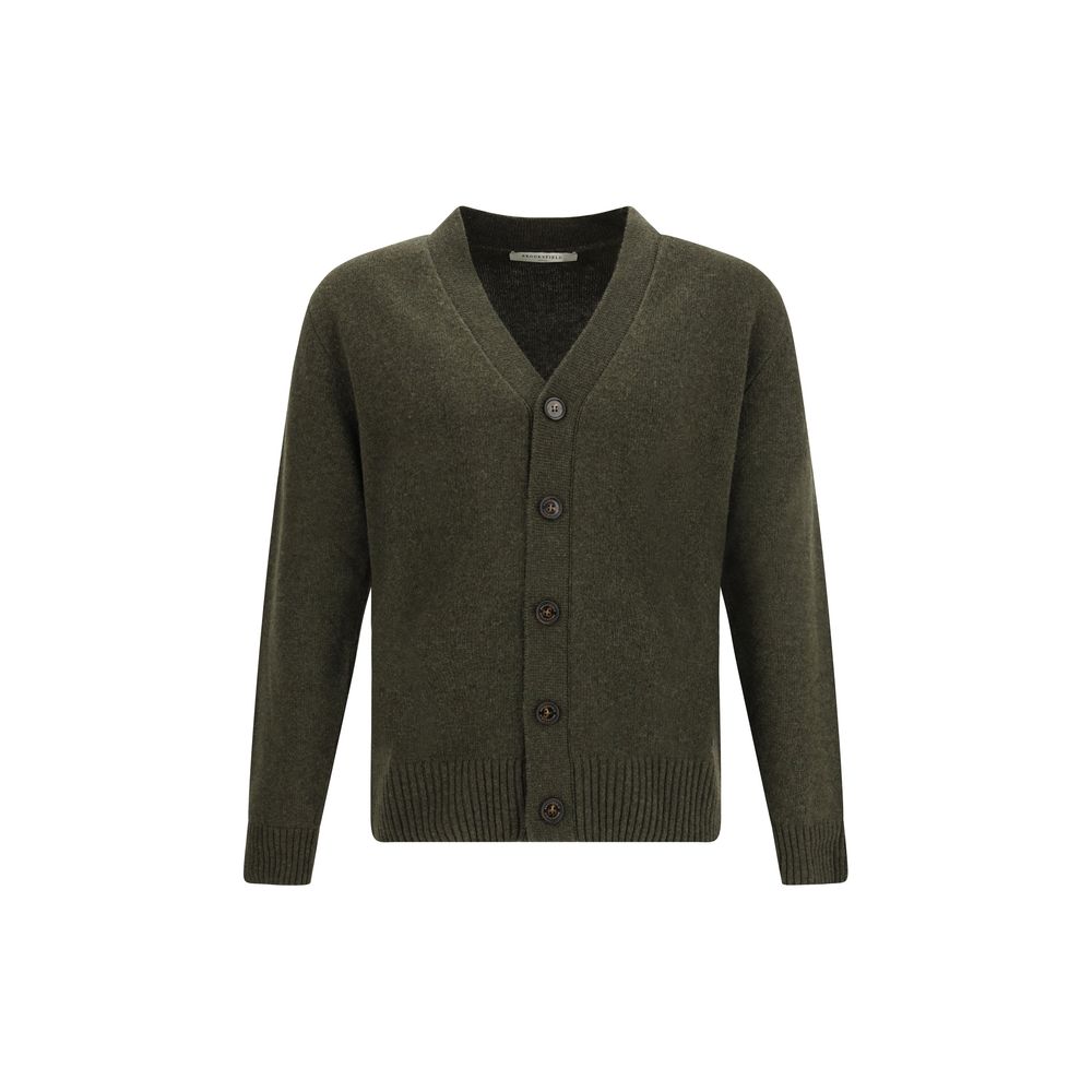 Green Fleece Wool Cardigan