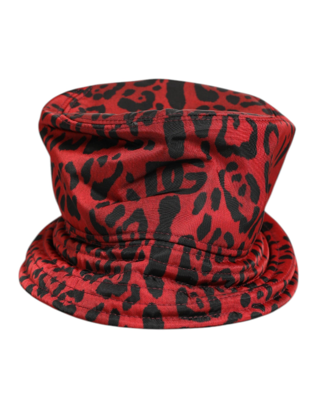 Red Black Nylon Leopard Print Bucket Men Cap Hat