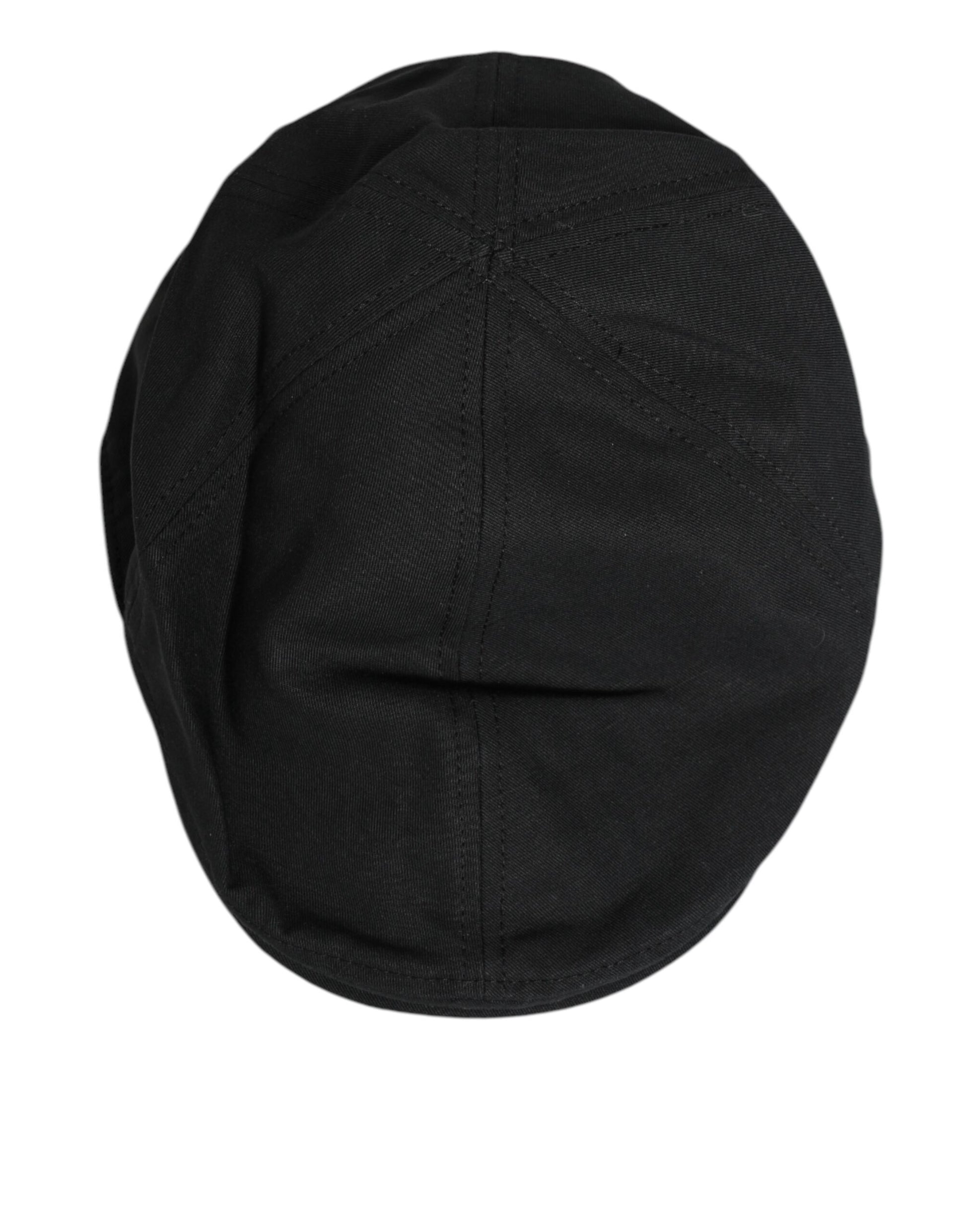 Black Cotton Blend Newsboy Men Cloth Cap Hat