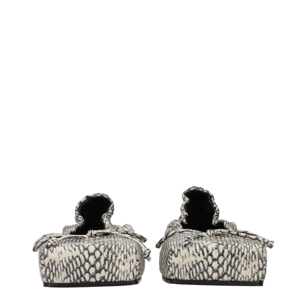 Beige Leather Ballet Flats